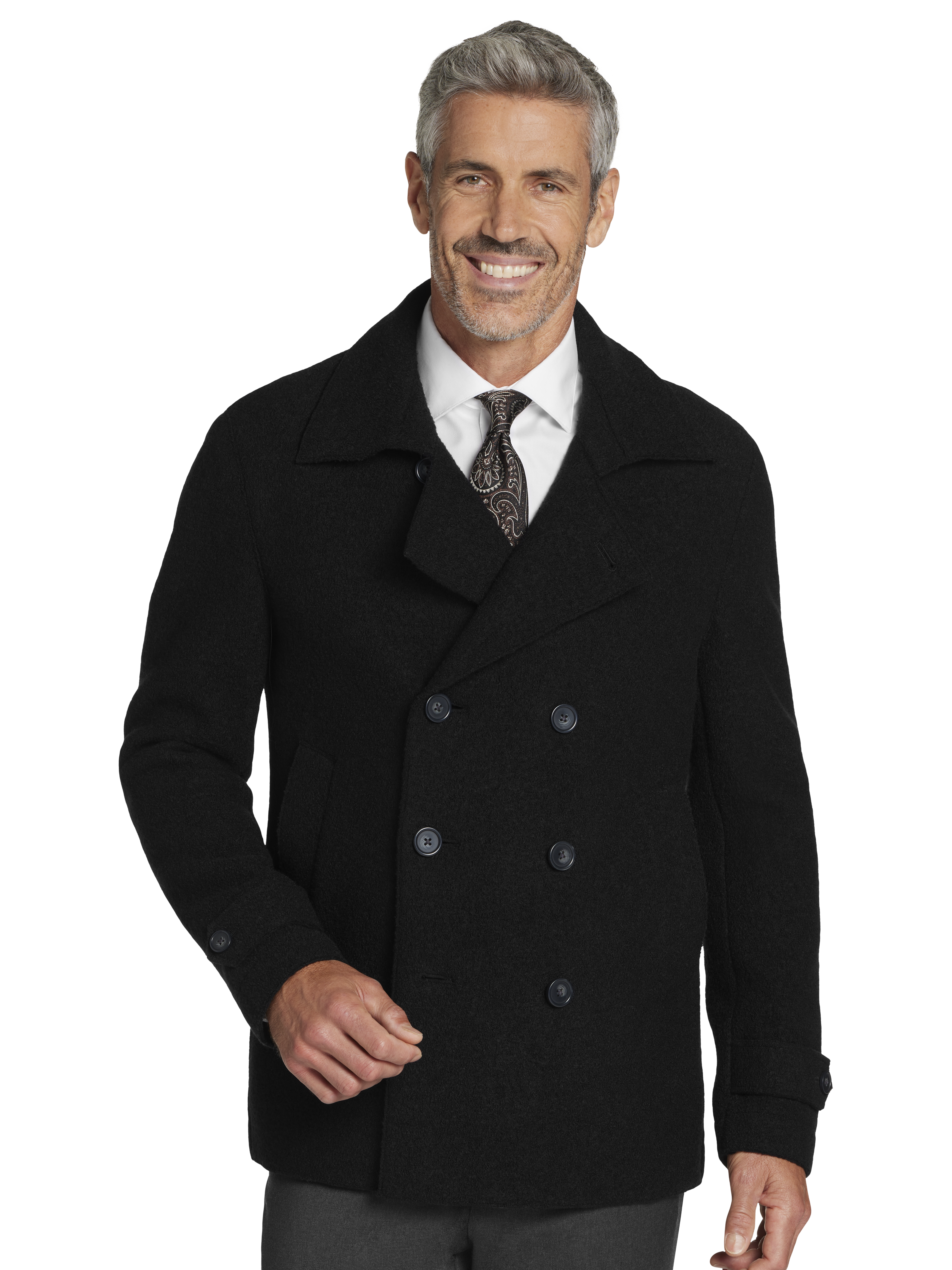 Modern Fit Boiled Wool Peacoat