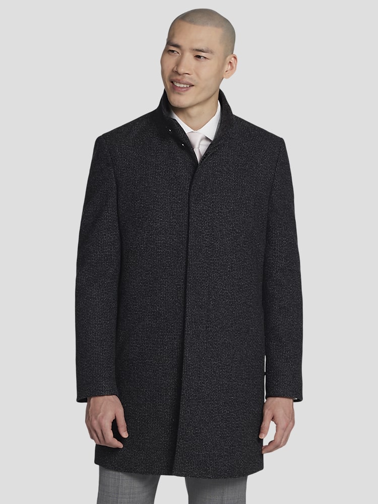 Mens slim fit funnel neck coat clearance