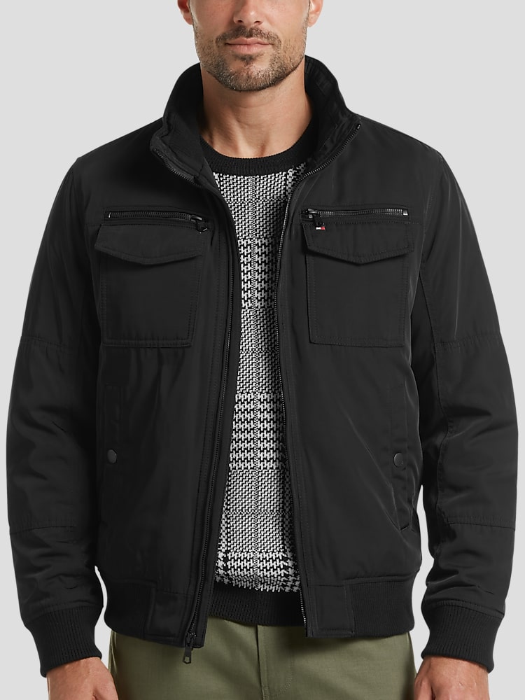 Tommy hilfiger black classic performance modern fit bomber jacket deals