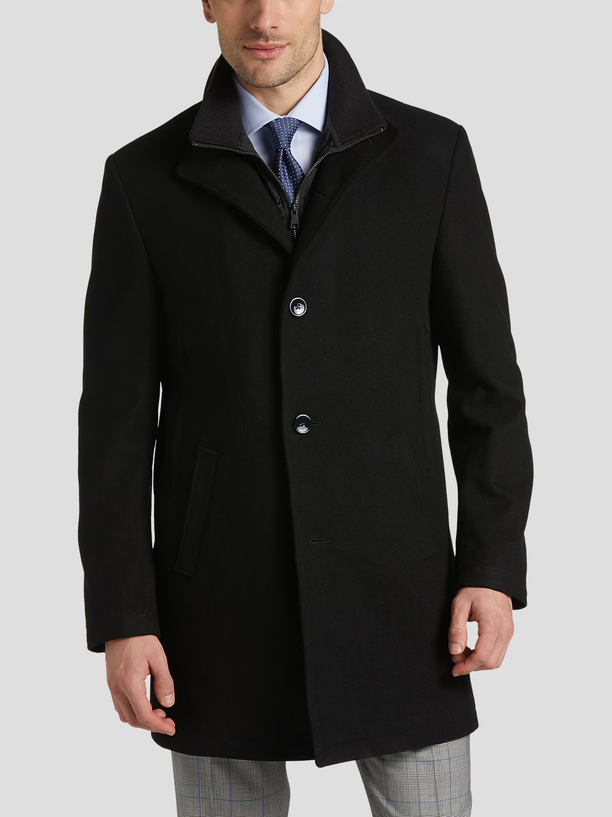 Awearness Cole Modern Fit Notch Lapel Wool Blend Top Coat All Clothing Men's Wearhouse