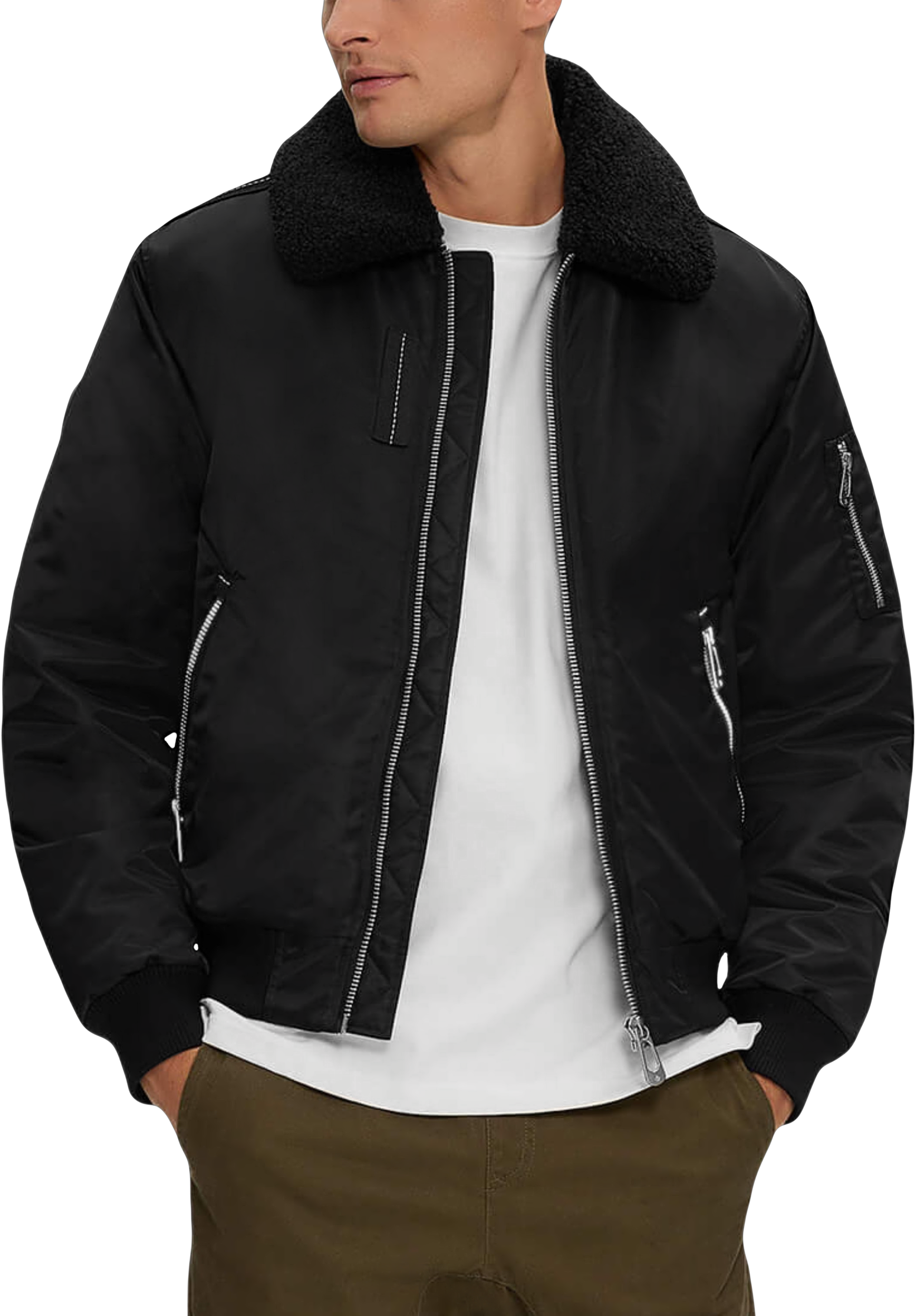 Modern Fit Aviator Bomber Jacket