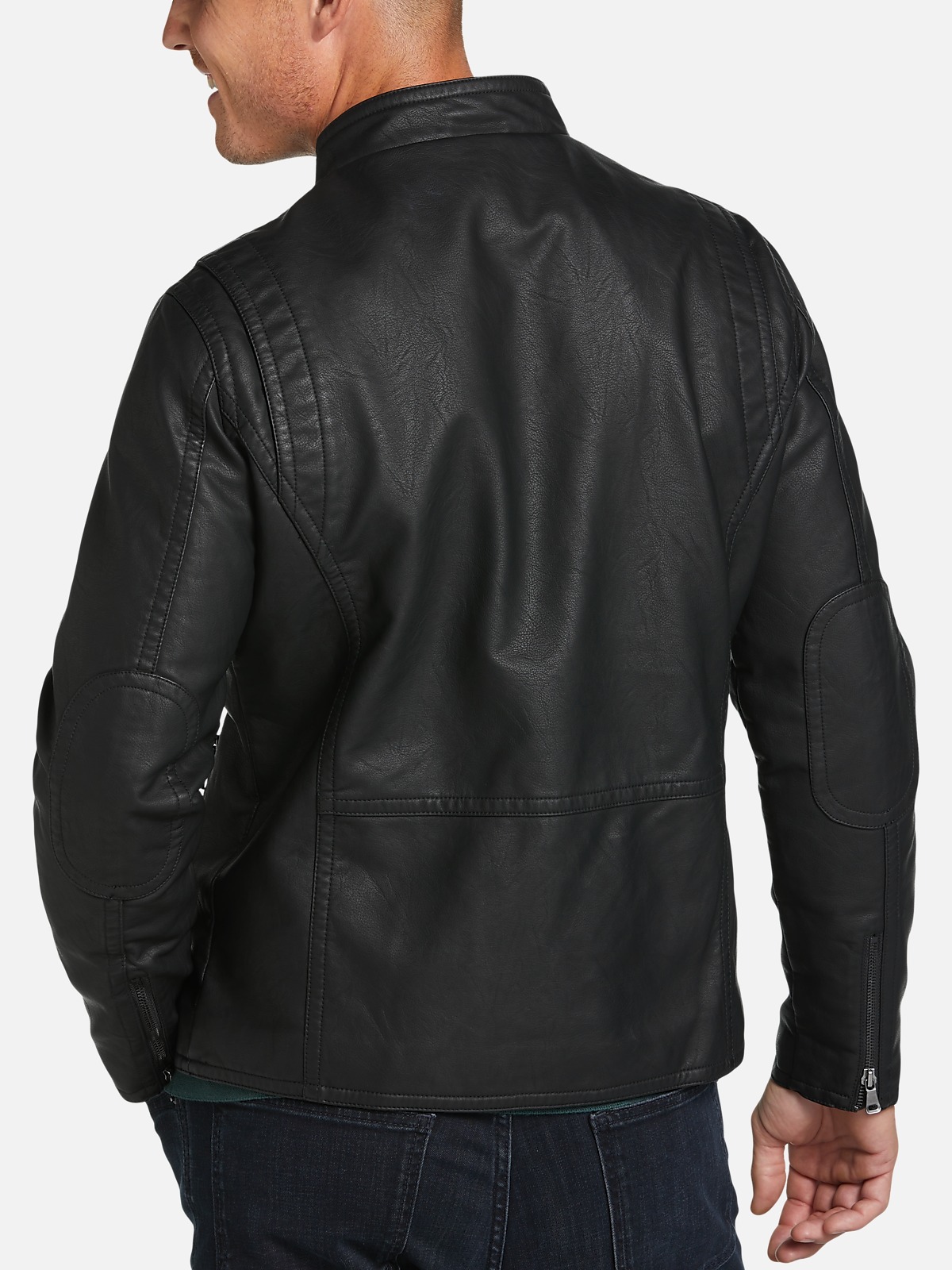 Men Black Leather Jacket Bottom Winter Fashion Concept High-Res