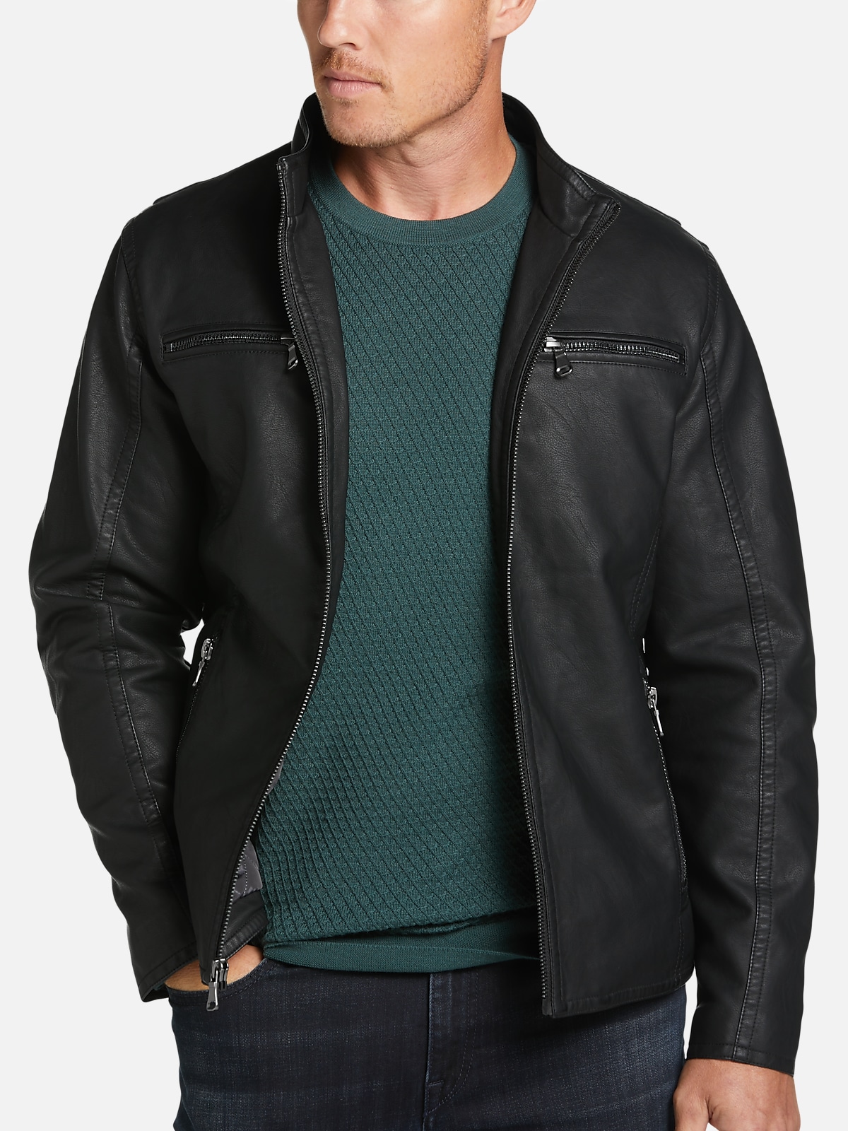 Awearness Kenneth Cole Modern Fit Faux Leather Jacket | Best Sellers ...
