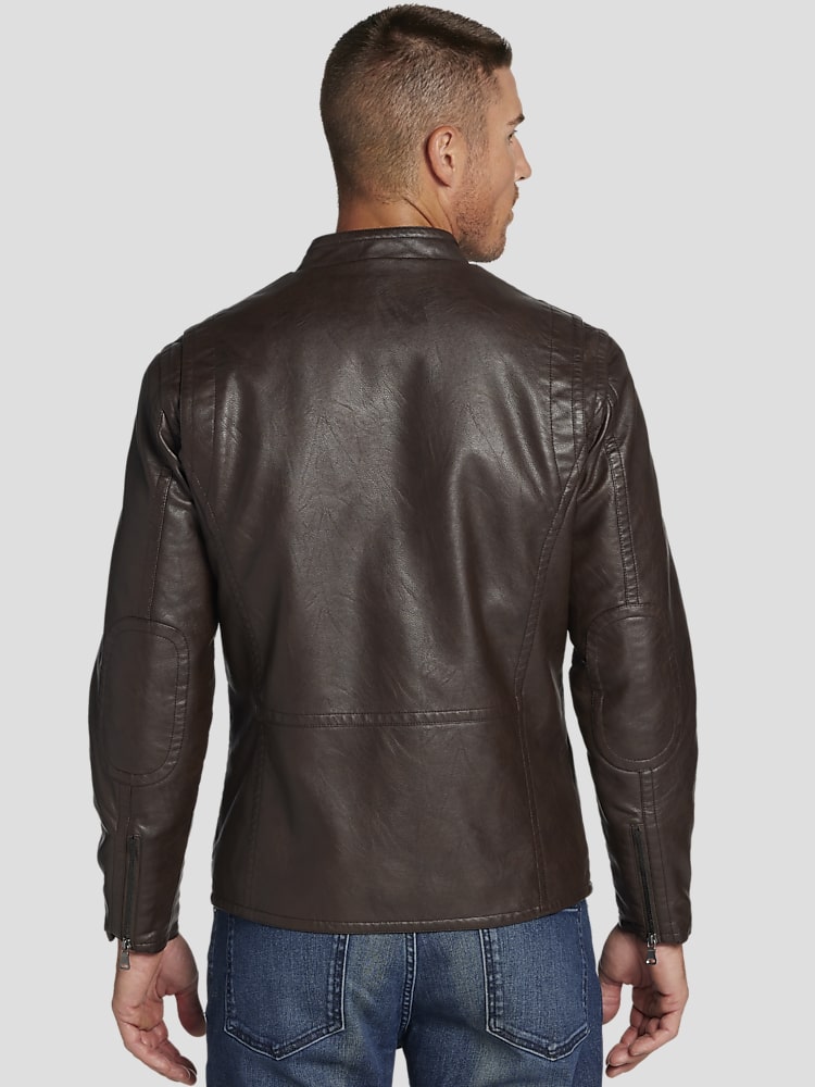 Awearness Kenneth Cole Faux Leather Moto Jacket, New Brown