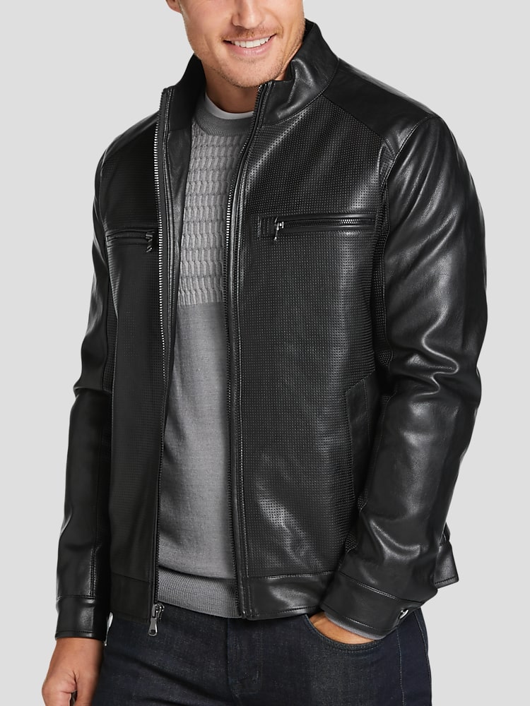 FAUX LEATHER JACKET - Black