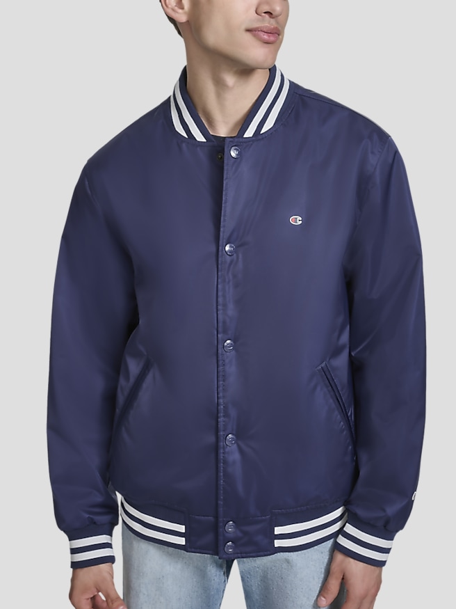 Navy blue polyester casual jacket outlet