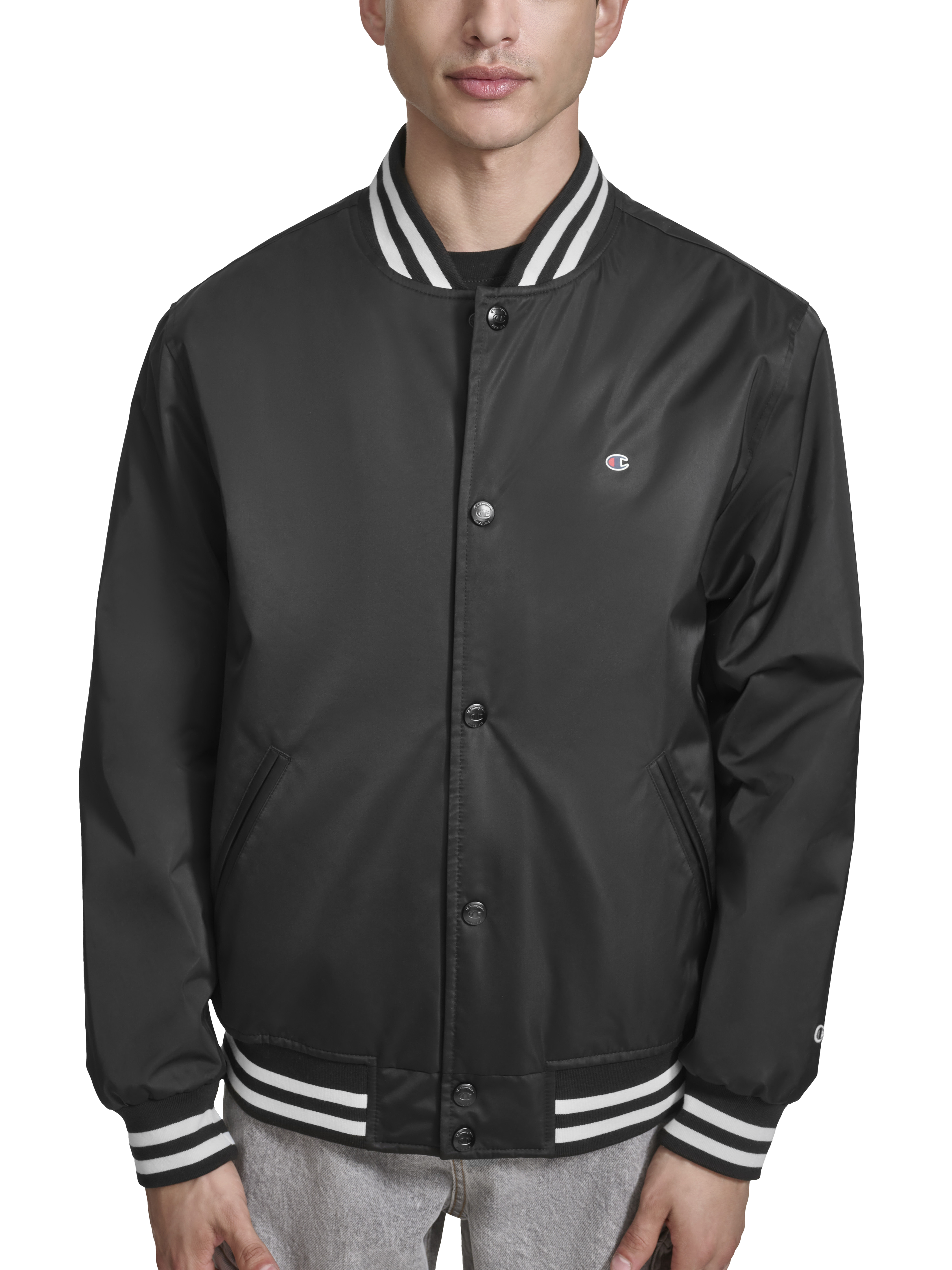 Champion Men's Varsity Jacket Full Zip/ Size Small/Black