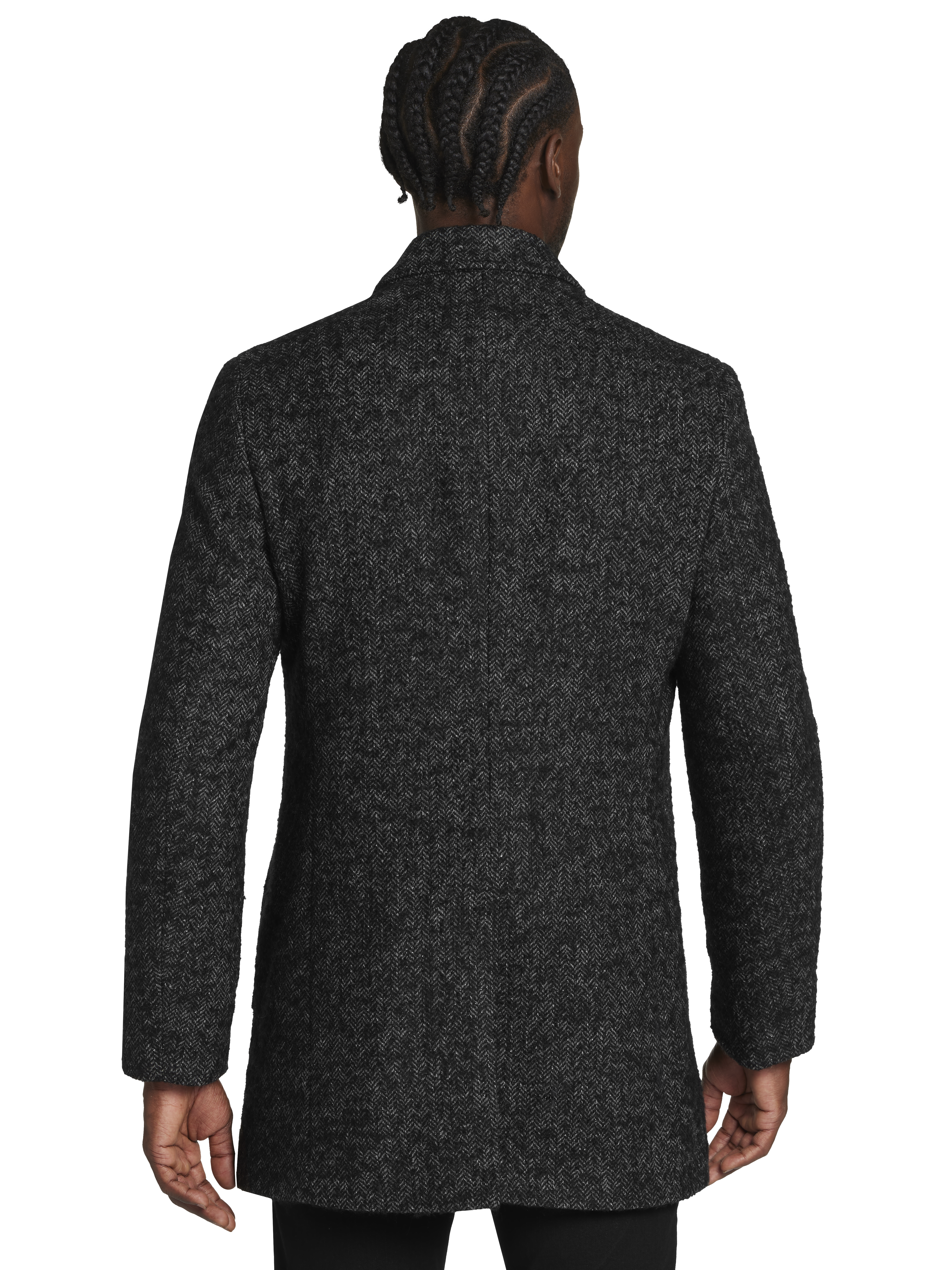 Modern Fit Herringbone Tweed Overcoat