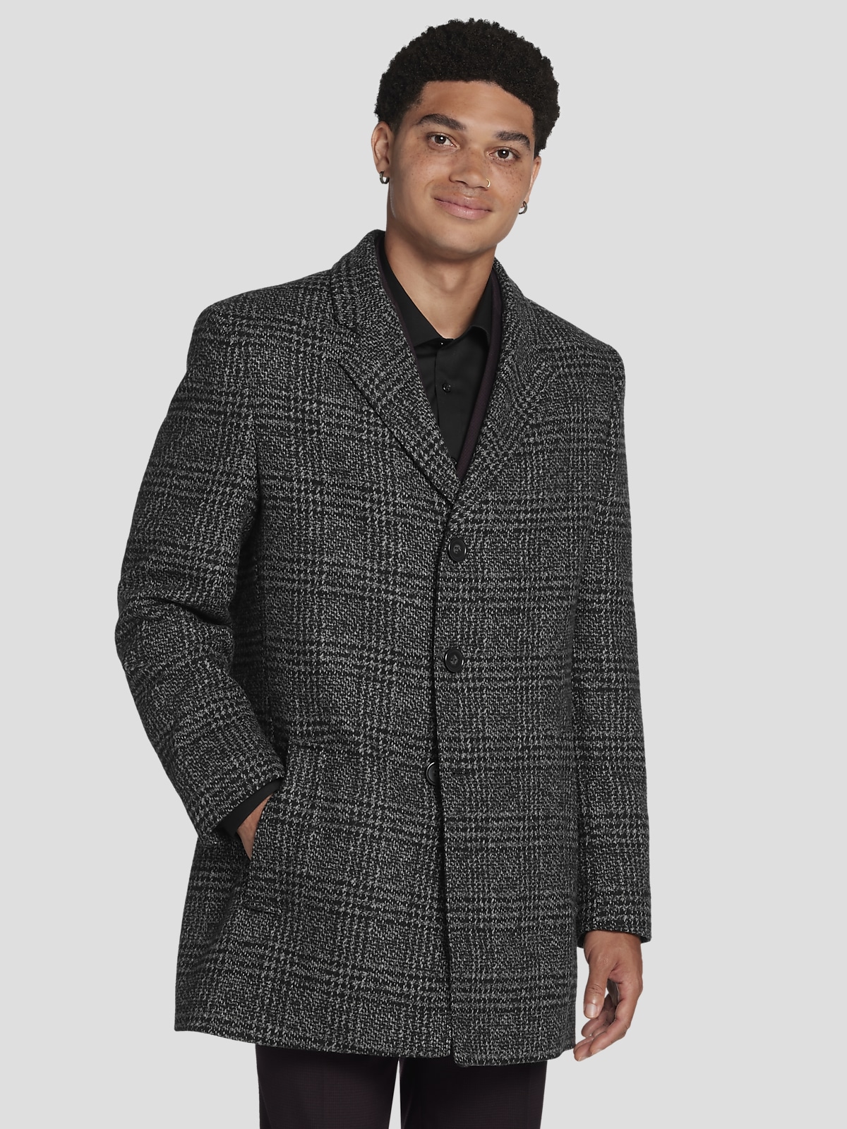 Joseph Abboud Modern Fit Houndstooth Plaid Coat Topcoats Men s Wearhouse
