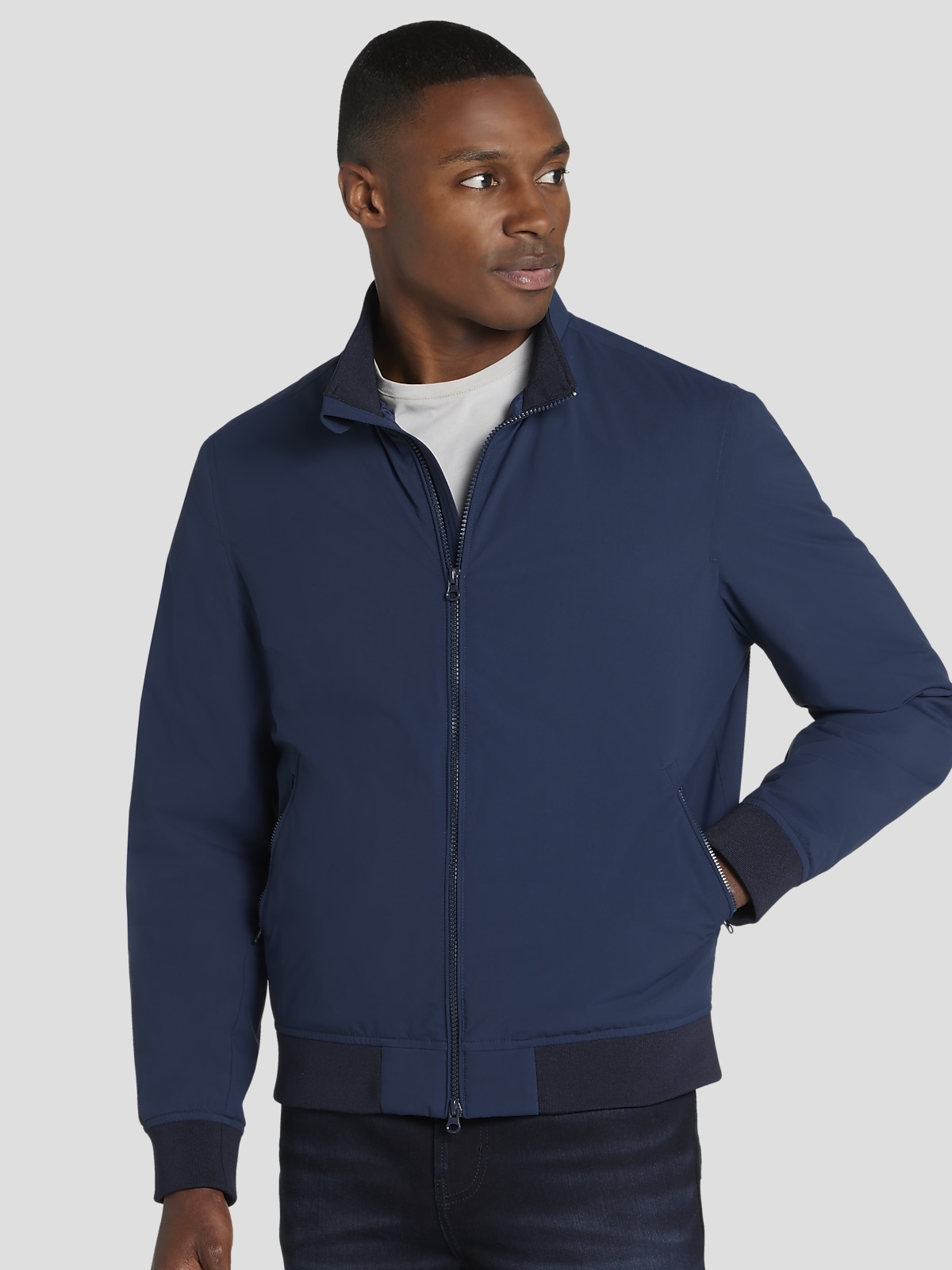 Joseph Abboud Modern Fit Zip Tech Bomber Jacket Casual Jackets Men s Wearhouse