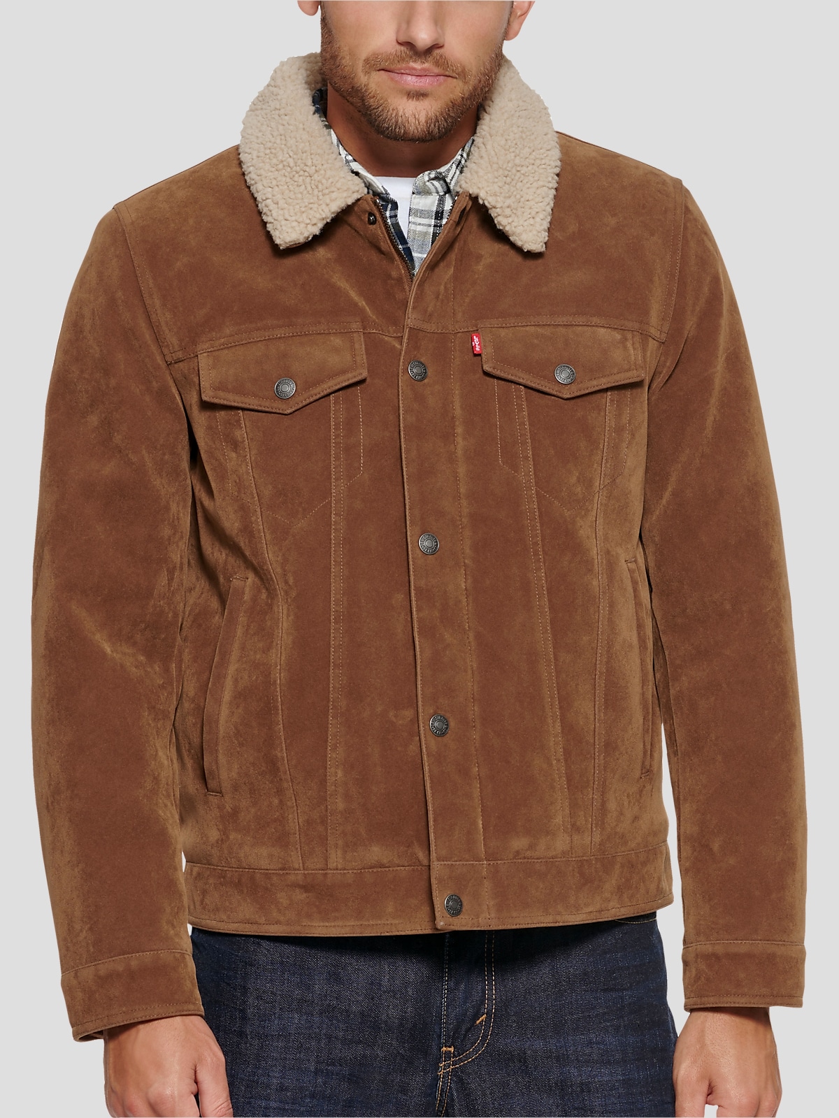 Levi's Modern Fit Vintage Faux Suede Trucker Jacket | All Clothing| Men's  Wearhouse