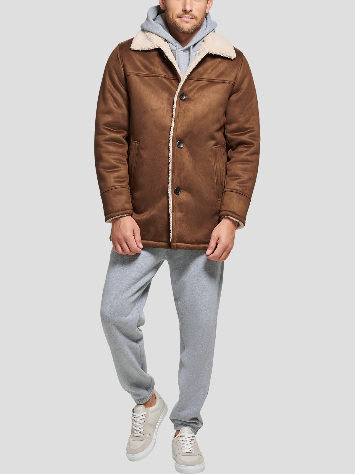 Calvin klein faux shearling moto jacket shop