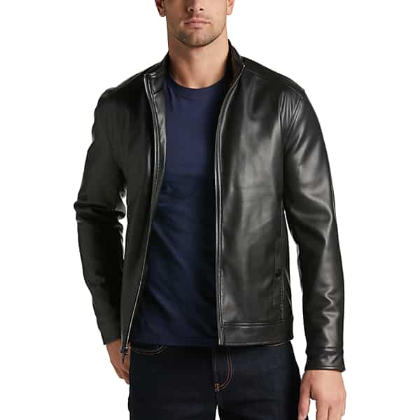 Collection By Michael Strahan Men's Michael Strahan Modern Fit Bomber Jacket Black Solid - Size Medium