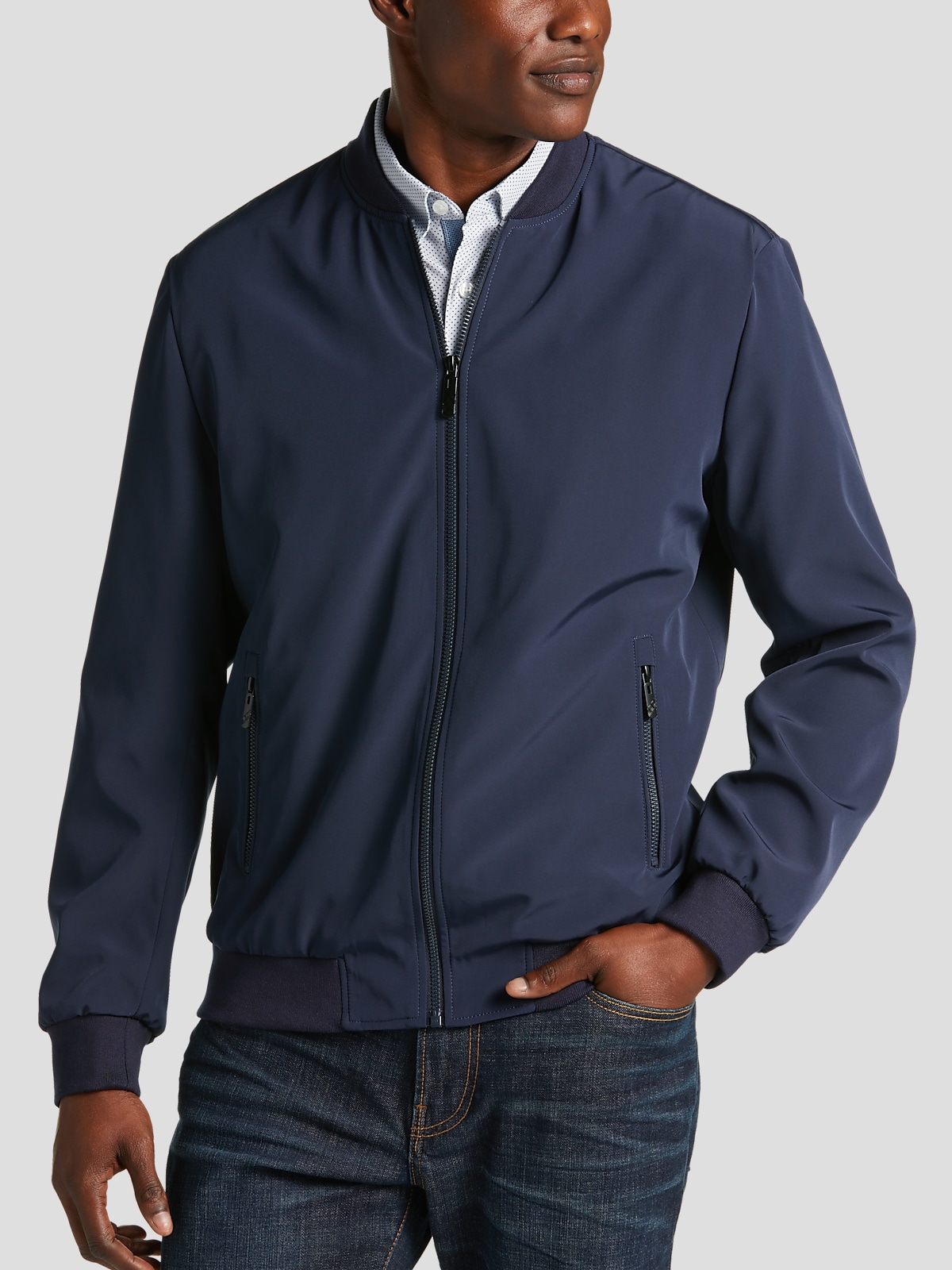 Kenneth Cole | Water-Resistant Bomber Jacket in Blue