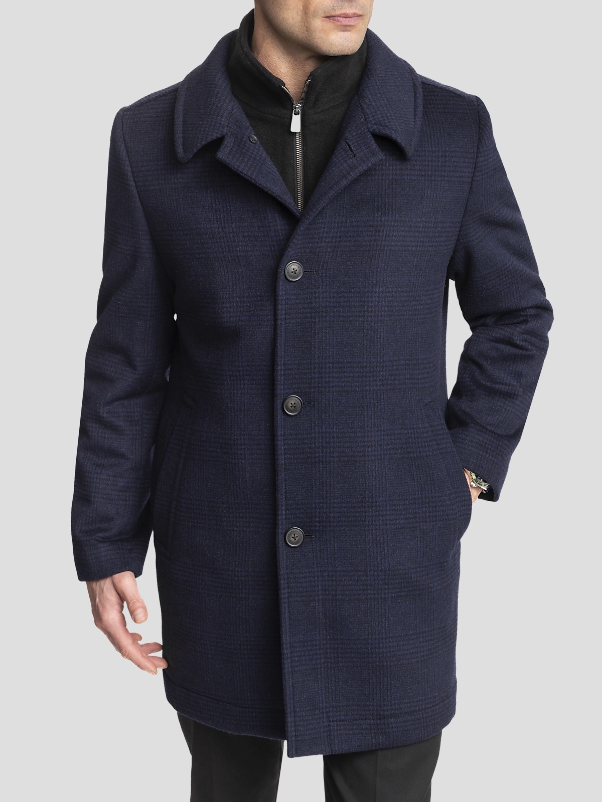 Hart Schaffner Marx Classic Fit Wool Blend Plaid Ribbed Jacket Casual Jackets Men s Wearhouse