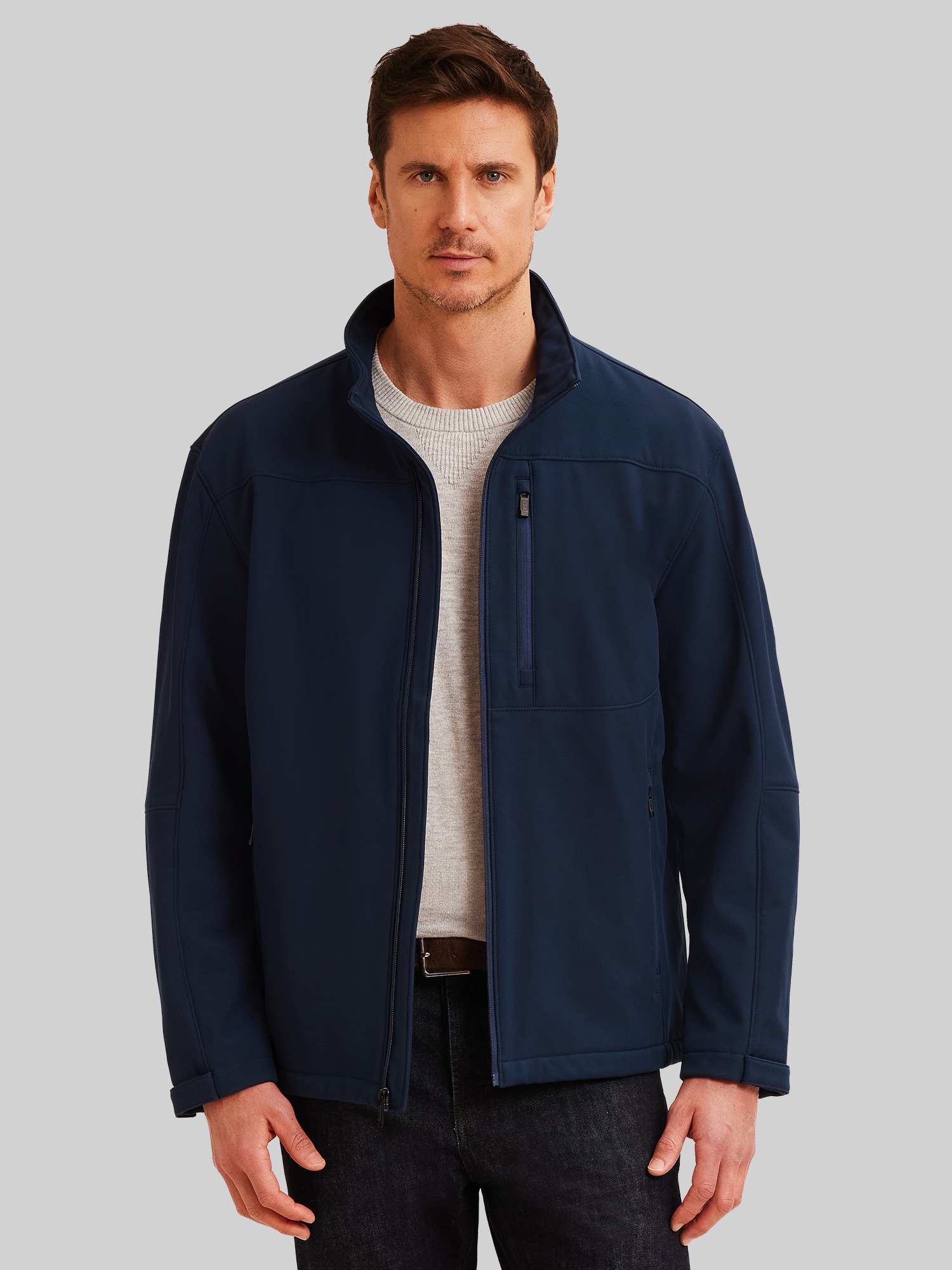 Weatherproof Modern Fit Soft Shell Jacket, Navy - Blue | Casual 