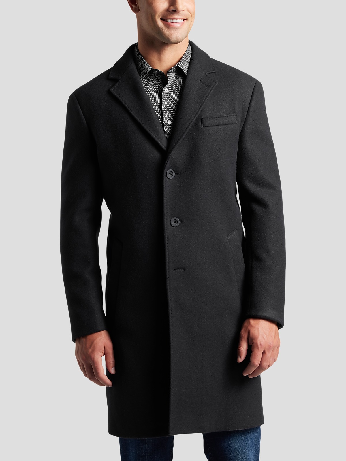 Awearness Kenneth Cole Men's Slim Fit Topcoat Black - Size: Large