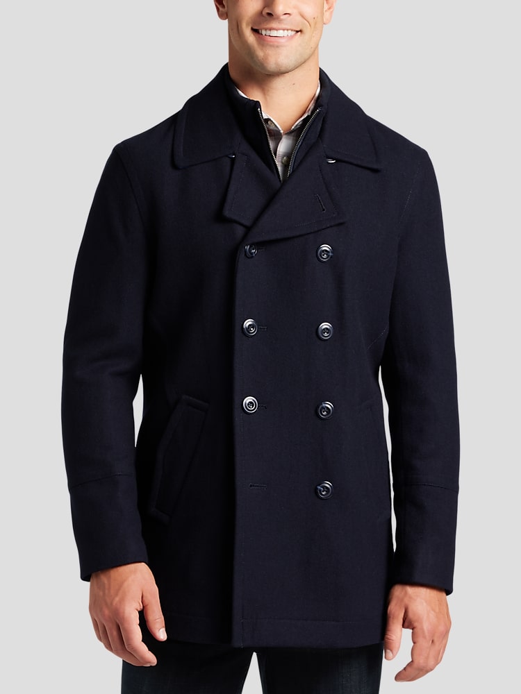 Mens Single Breasted Trench Coat Winter Wool Blend Pea Coat Oversized Warm  Lapel Work Business Jacket Outerwear