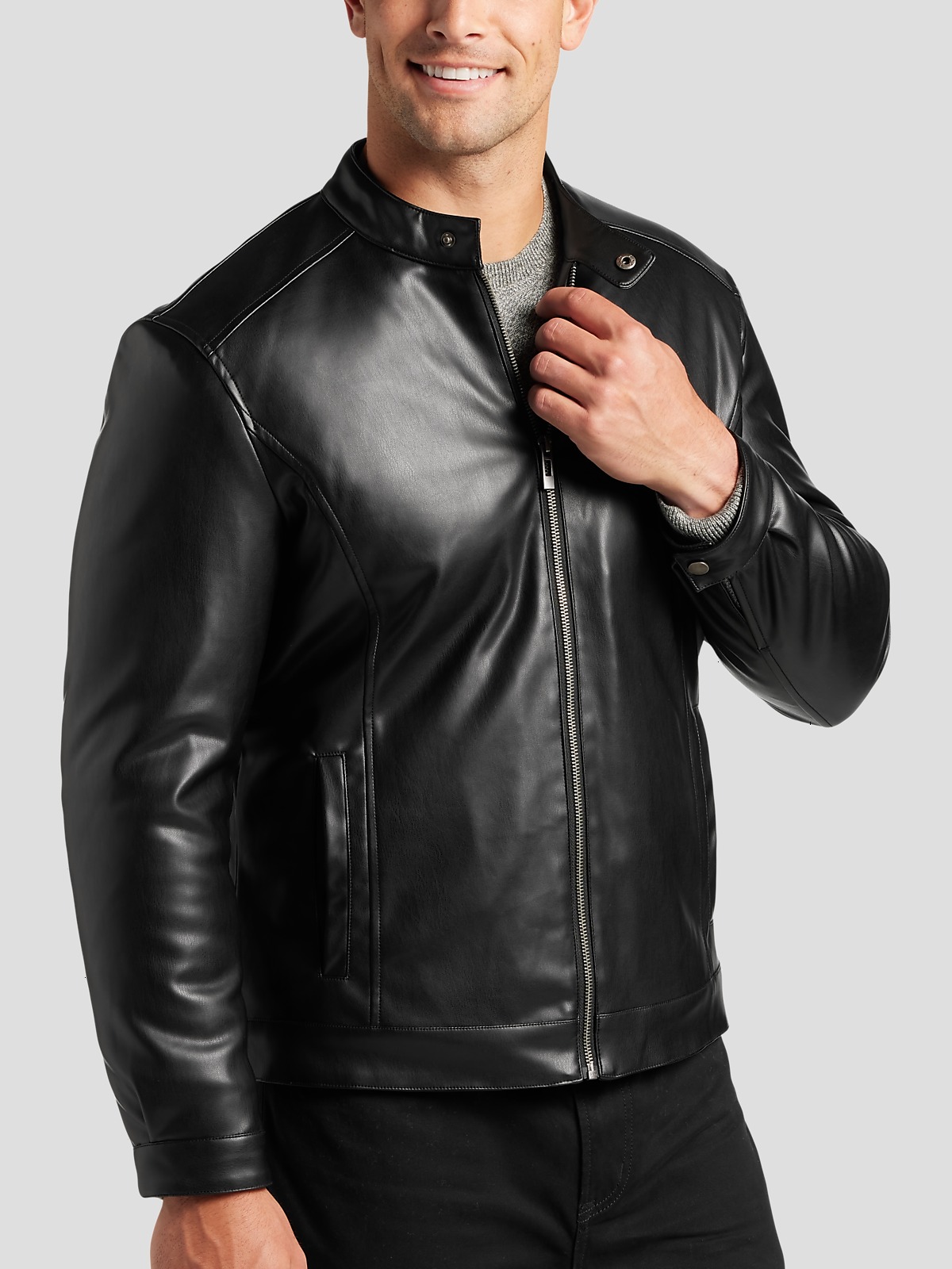 Joseph Abboud Modern Fit Leather Bomber Jacket | All Clearance $39.99 ...