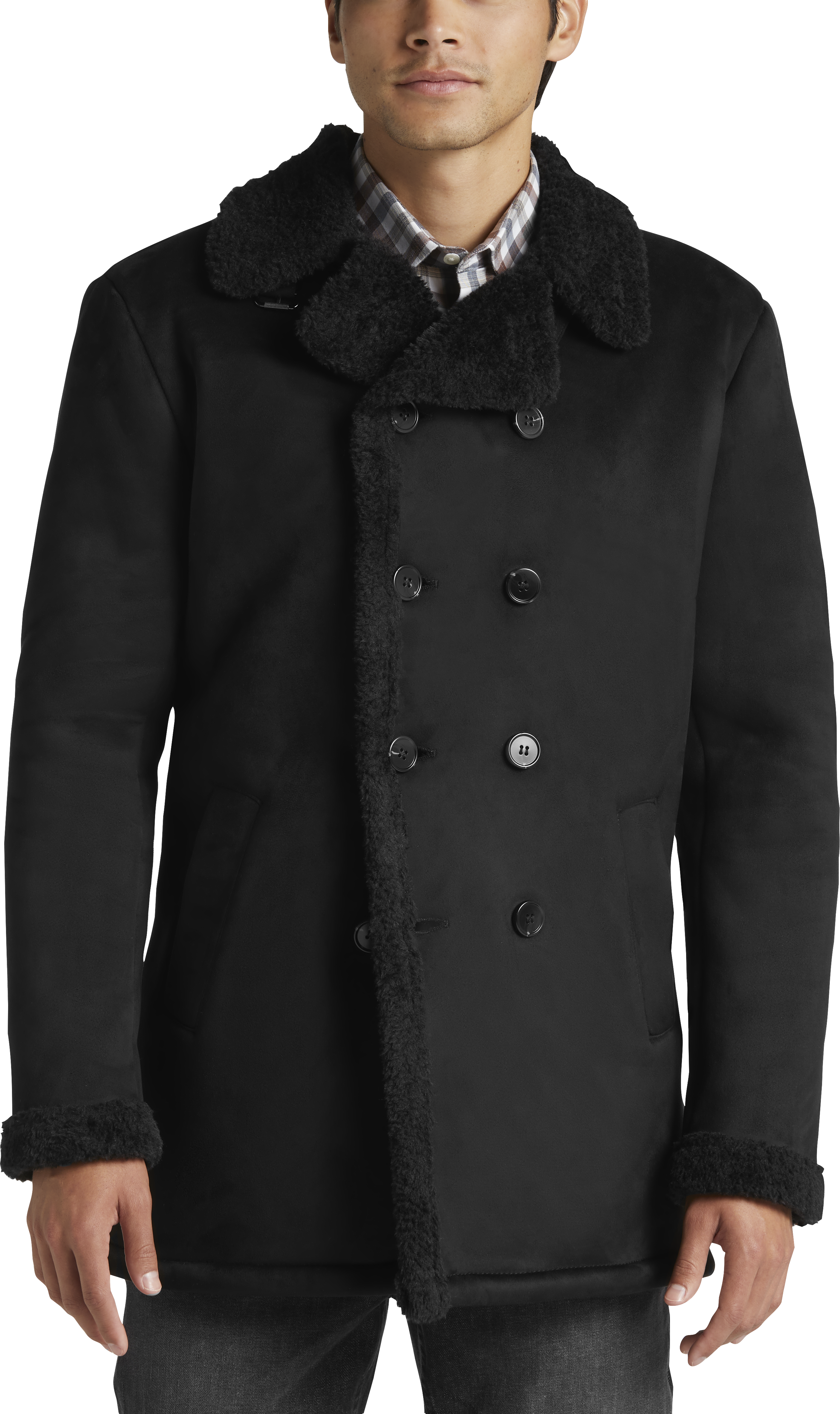 Modern Fit Shearling Peacoat