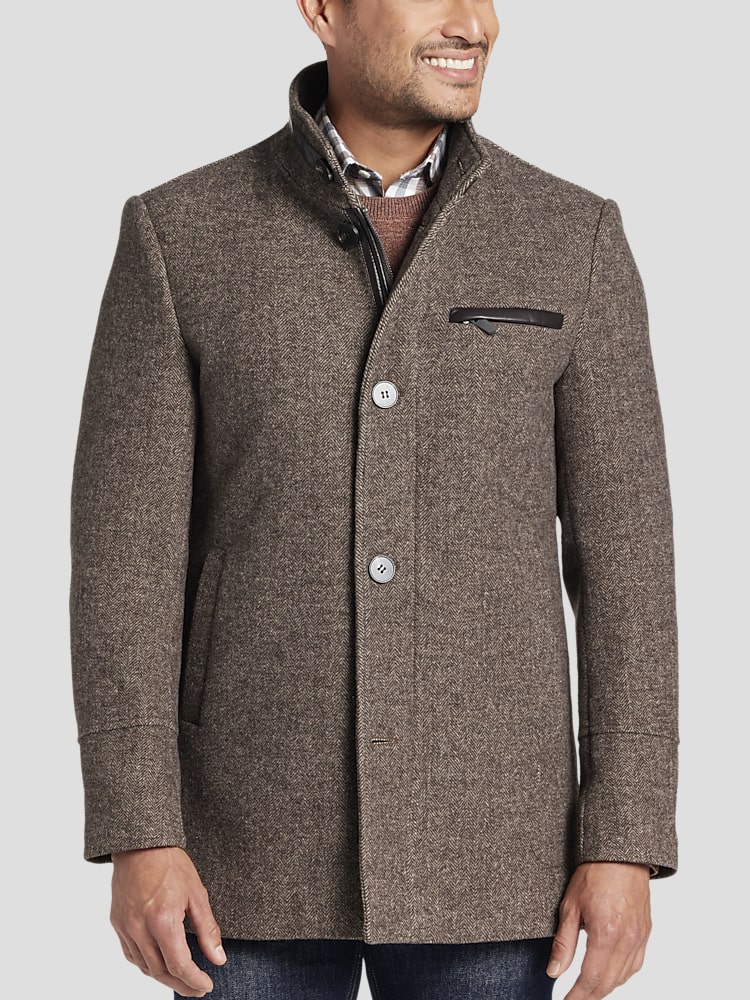 Joseph abboud tan modern fit twill car coat 2025