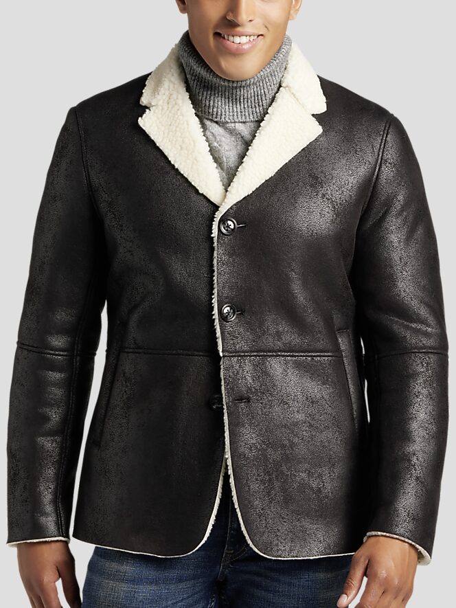 Paisley &Amp; Gray Slim Fit Faux Nubuck Shearling Blazer