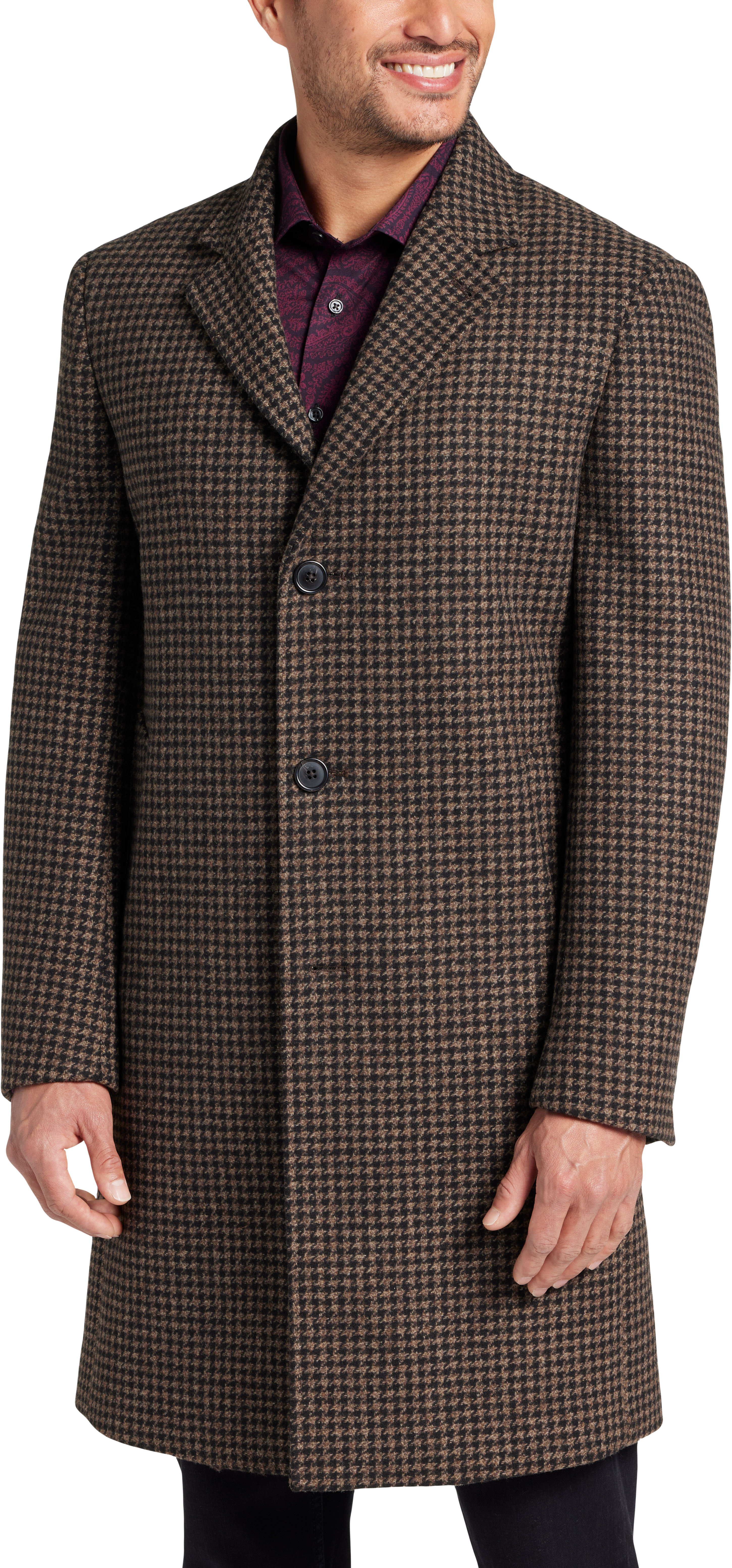 Classic Fit Houndstooth Topcoat