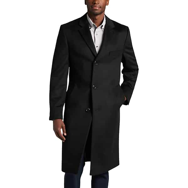 michael kors men's classic fit top coat black solid - size: medium