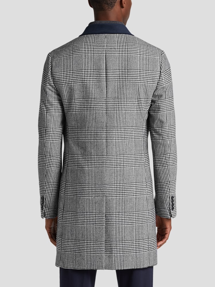 TOMMY 3 BTN WOOL BLEND CLASSIC TOPCOAT WITH VELVET CLLR
