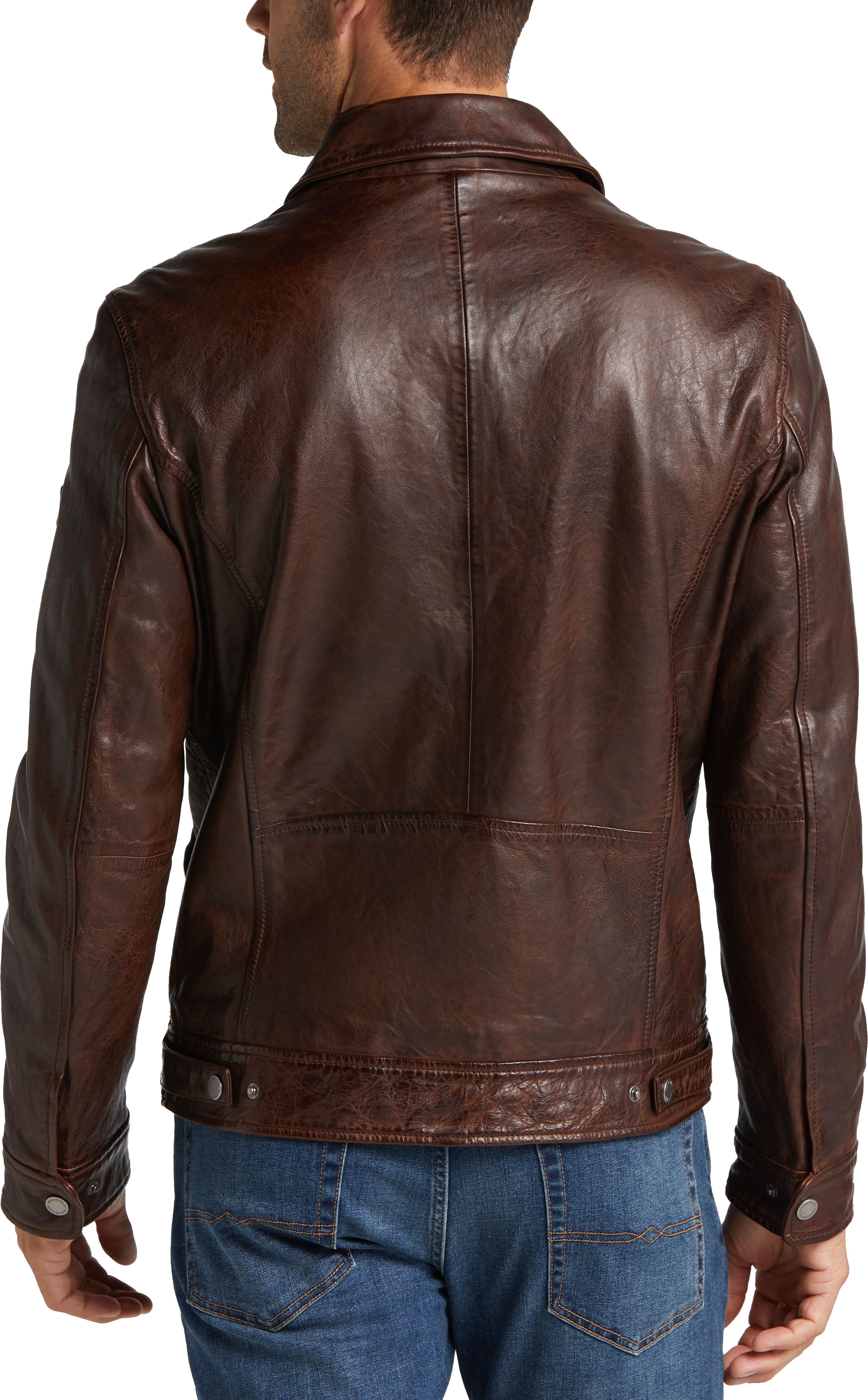 Modern Fit Genuine Leather Bomber Jacket