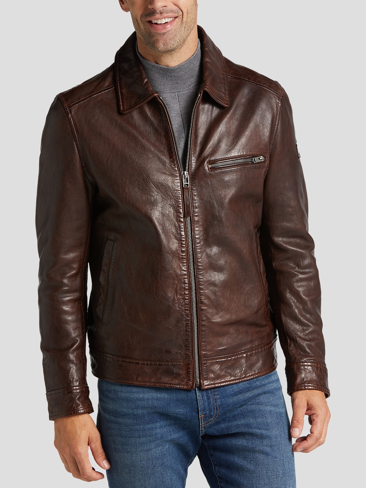 Mauritius Modern Fit Genuine Leather Bomber Jacket | All Sale| Men's ...