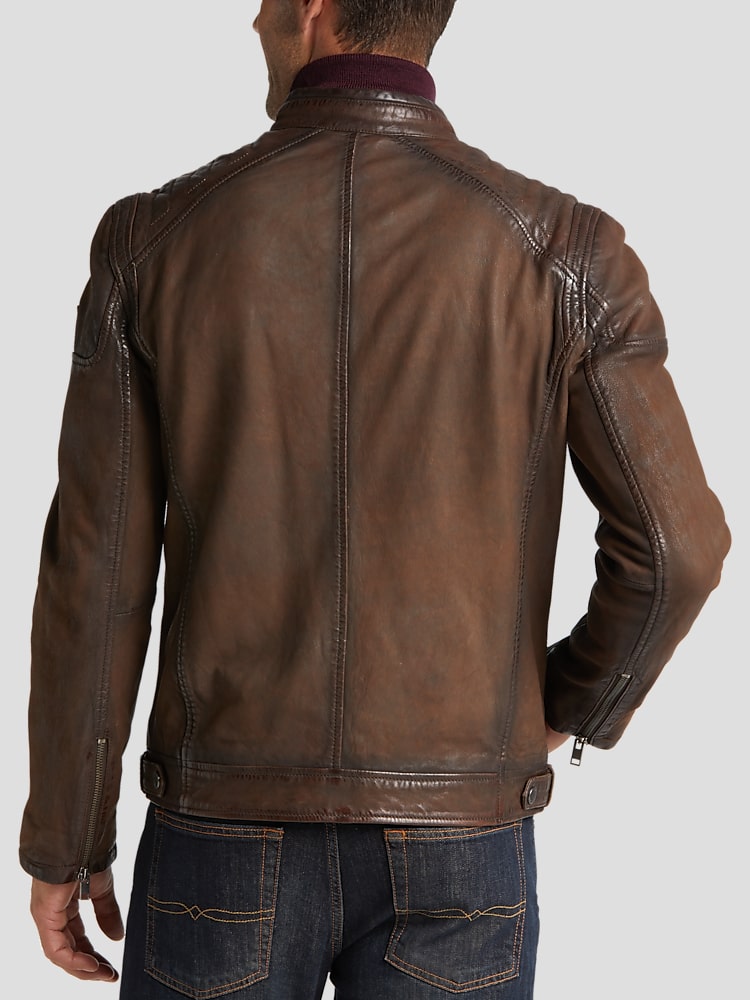 Mauritius Slim Fit Genuine Leather Moto Jacket All Sale Men s