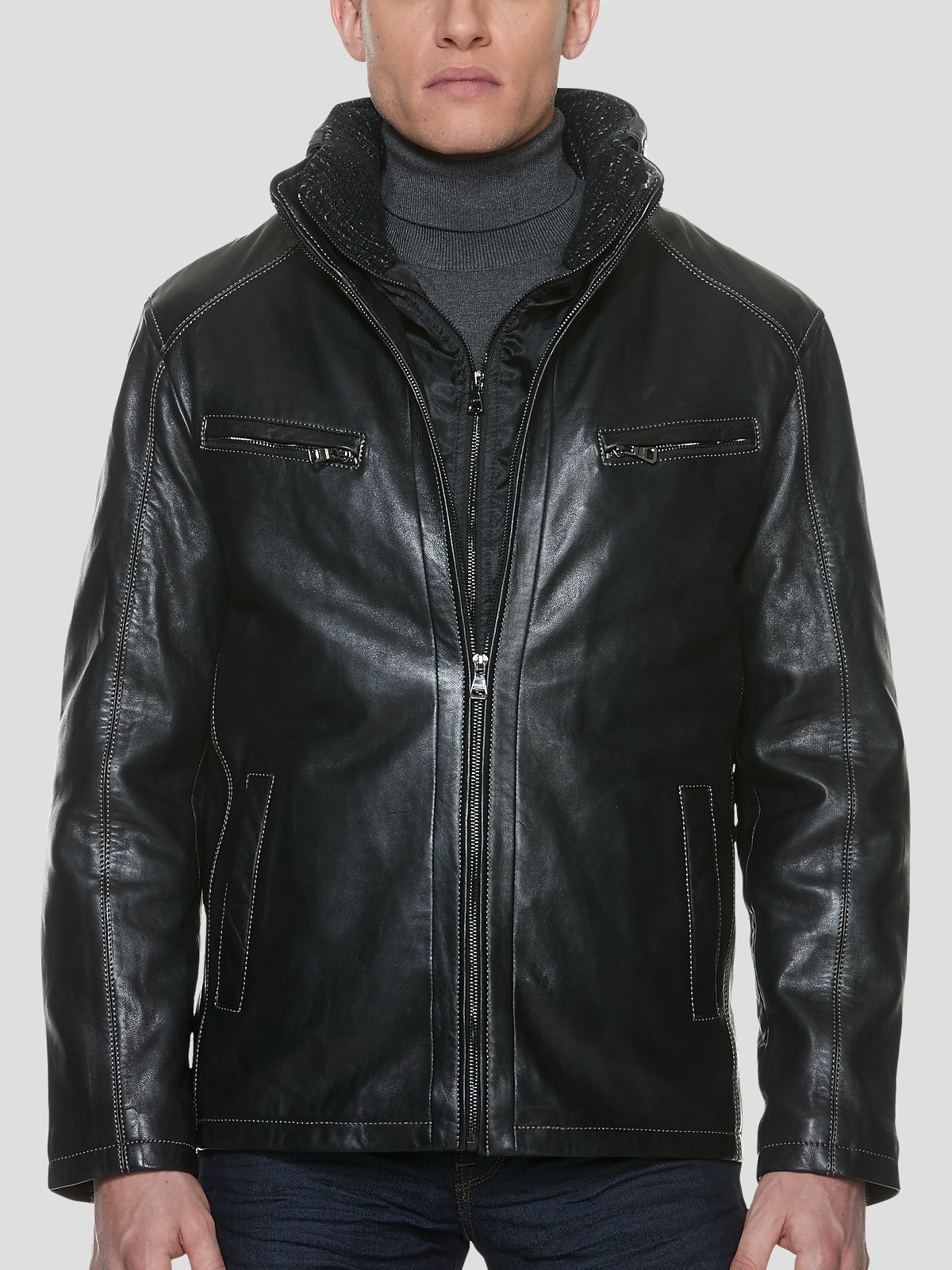 Sly & Co Leather Bomber Jacket | All Sale| Men's Wearhouse