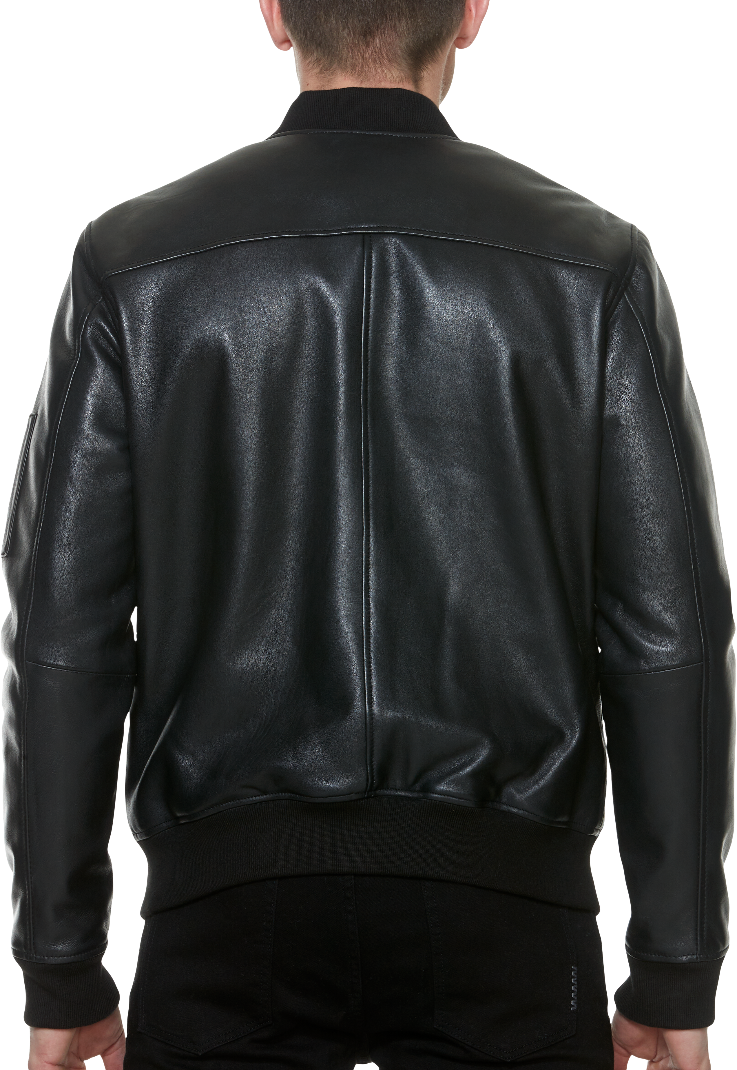 Classic Fit Lambskin Leather Bomber Jacket
