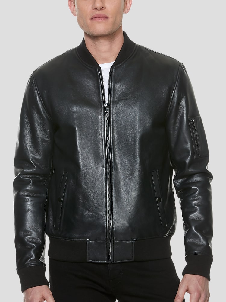 Men's lambskin leather bomber jacket outlet