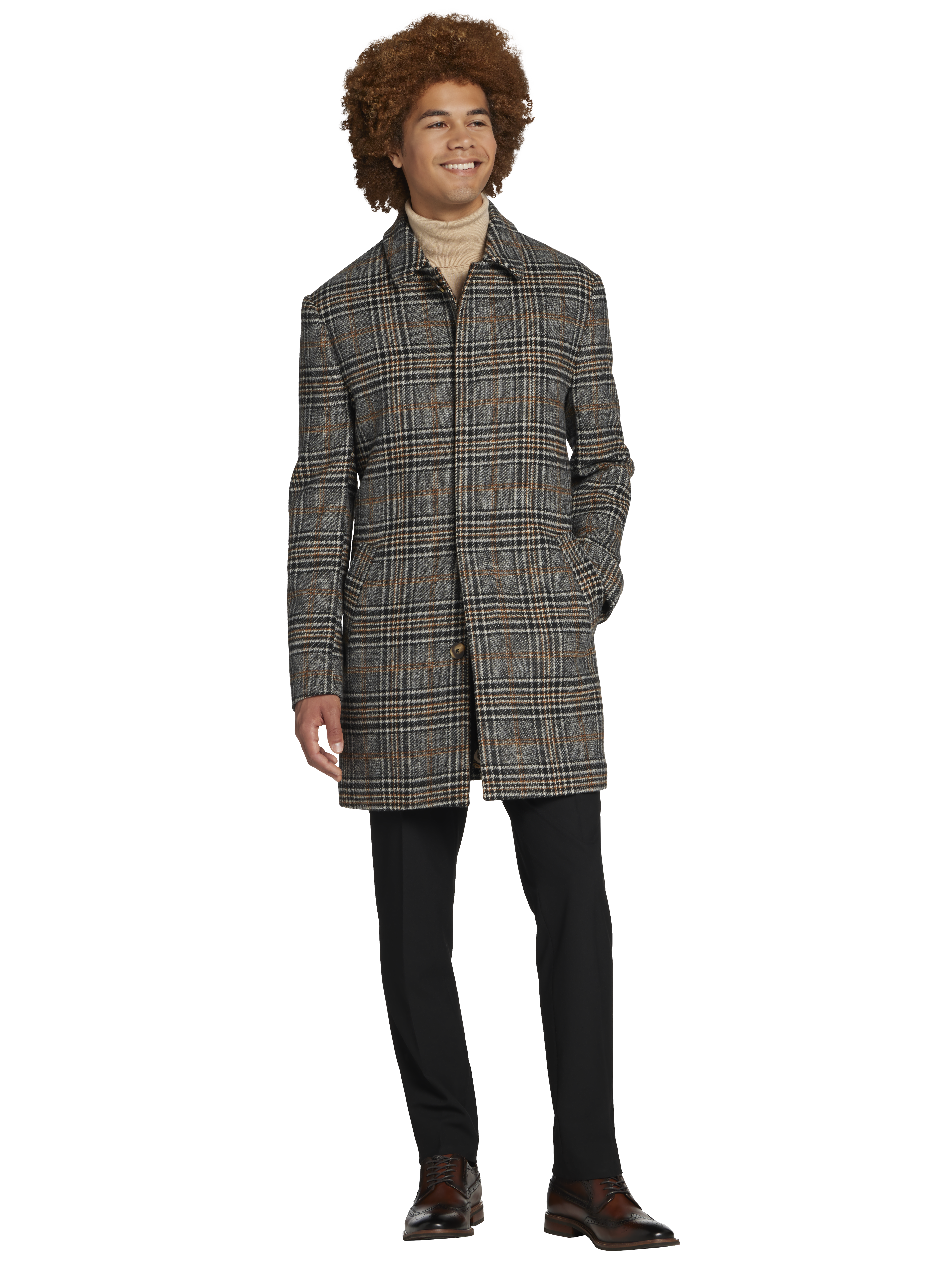 Slim Fit Plaid Soft Touch Topper Coat