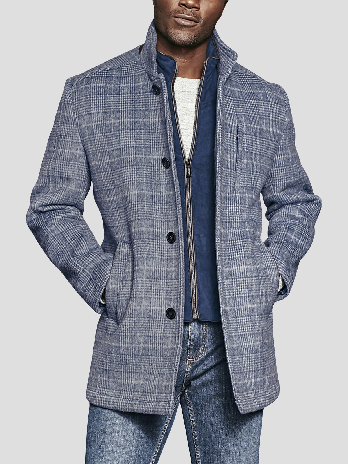 Mens plaid car coat sale