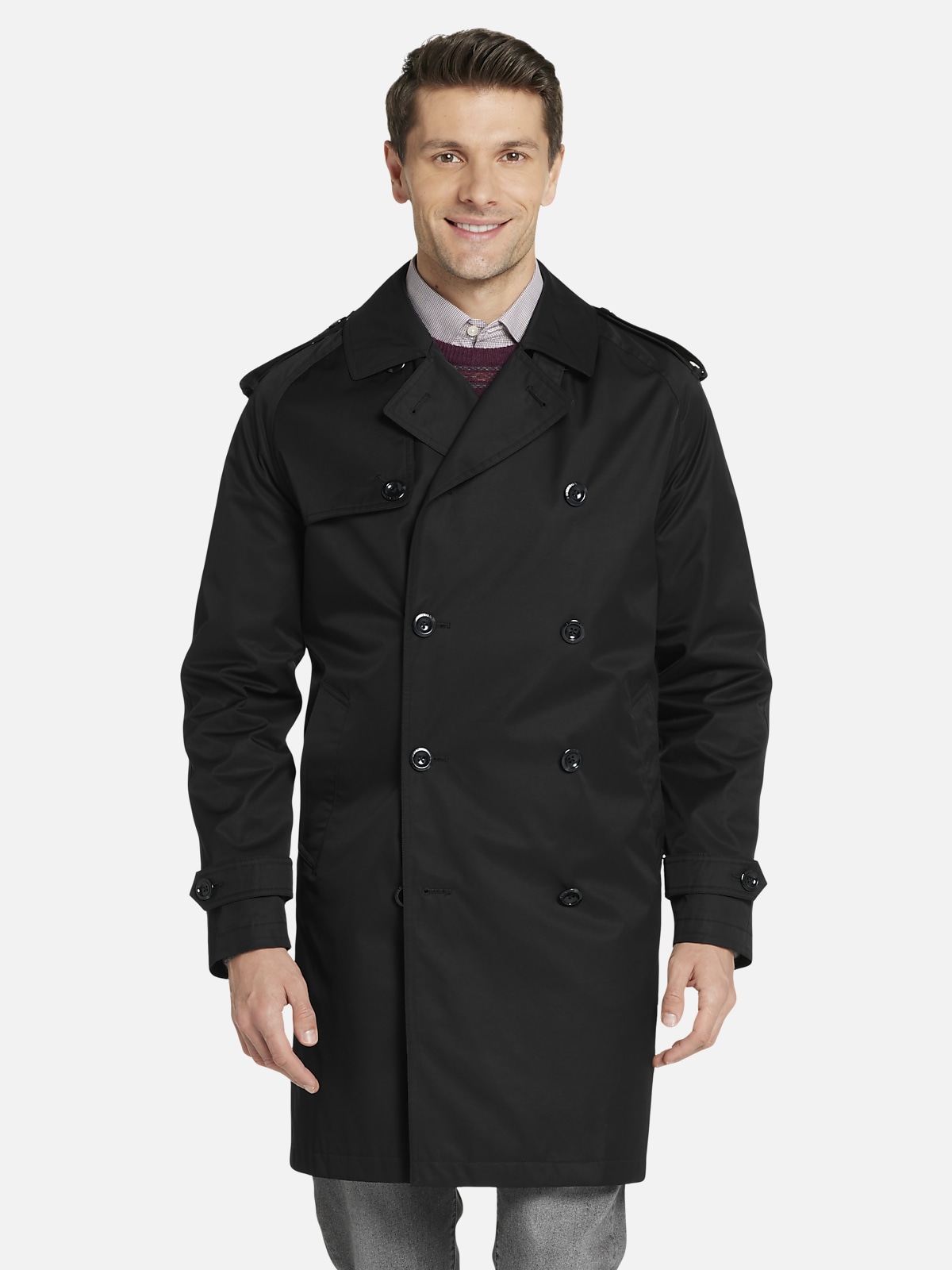 London Fog Classic Fit Modern Double-Breasted Trench Coat | All ...