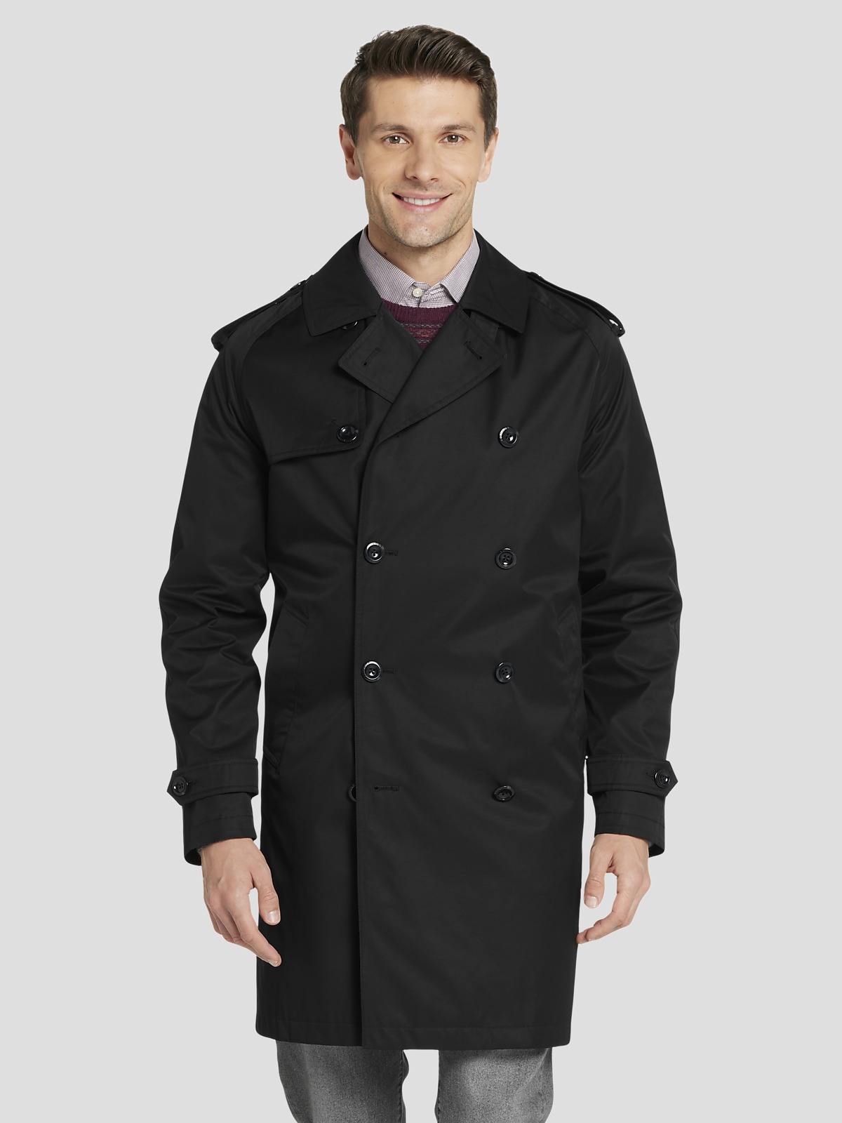 London Fog Classic Fit Modern Double-Breasted Trench Coat | All ...