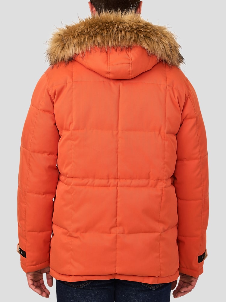 Orange parka sale with fur hood