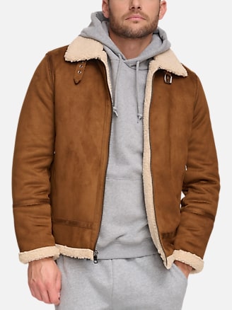 Calvin Klein Modern Fit Faux Suede and Shearling Bomber Jacket | All ...