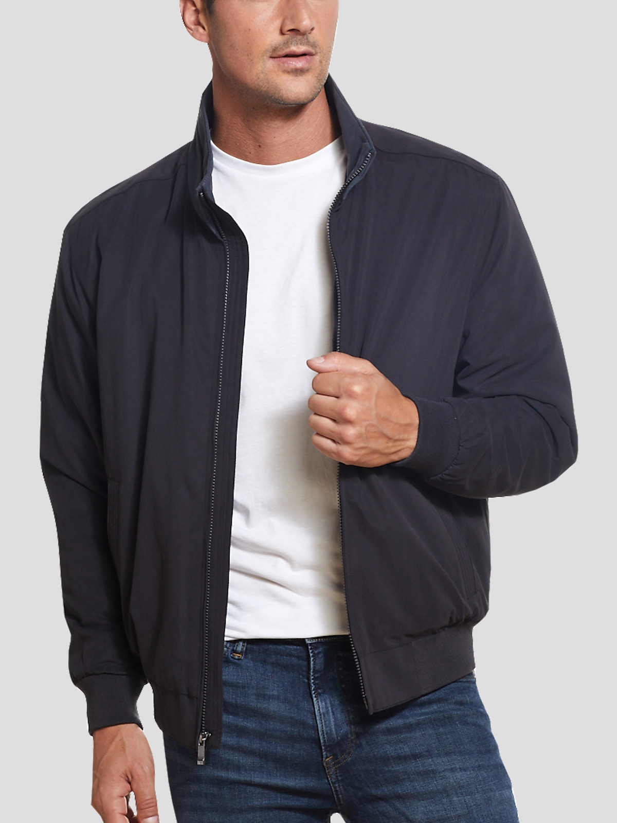 Weatherproof Modern Fit Microfiber Fleece Lined Bomber Jacket All Sale Men s Wearhouse