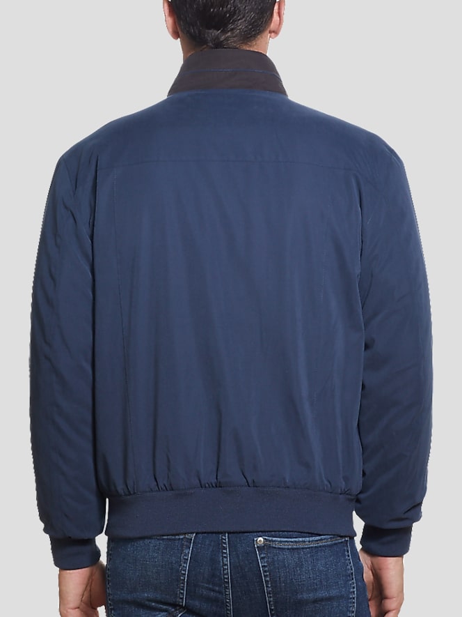 Weatherproof Microfiber Fleece-Lined Bomber Jacket, Blue - Image 2 of 2