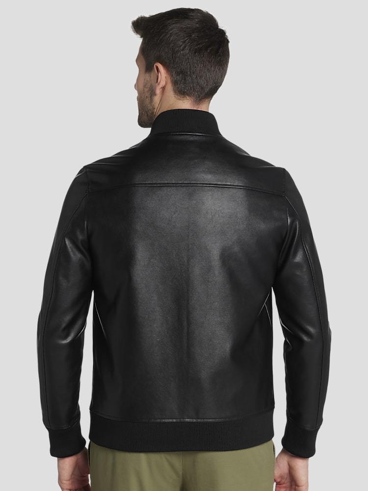 George Austin Modern Fit Faux Leather Bomber Leather Jackets Men s Wearhouse
