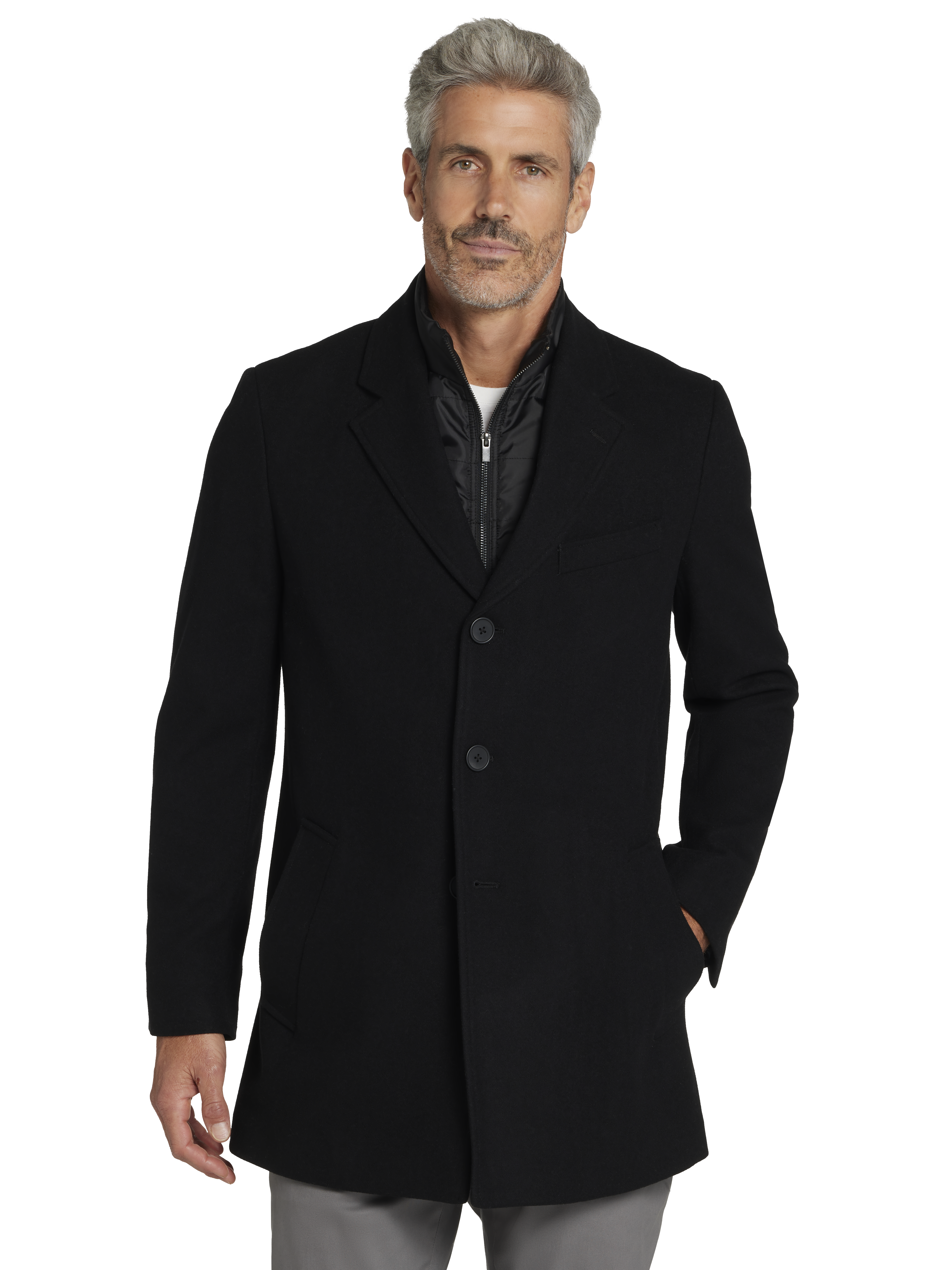 Modern Fit Overcoat With Removable Bib