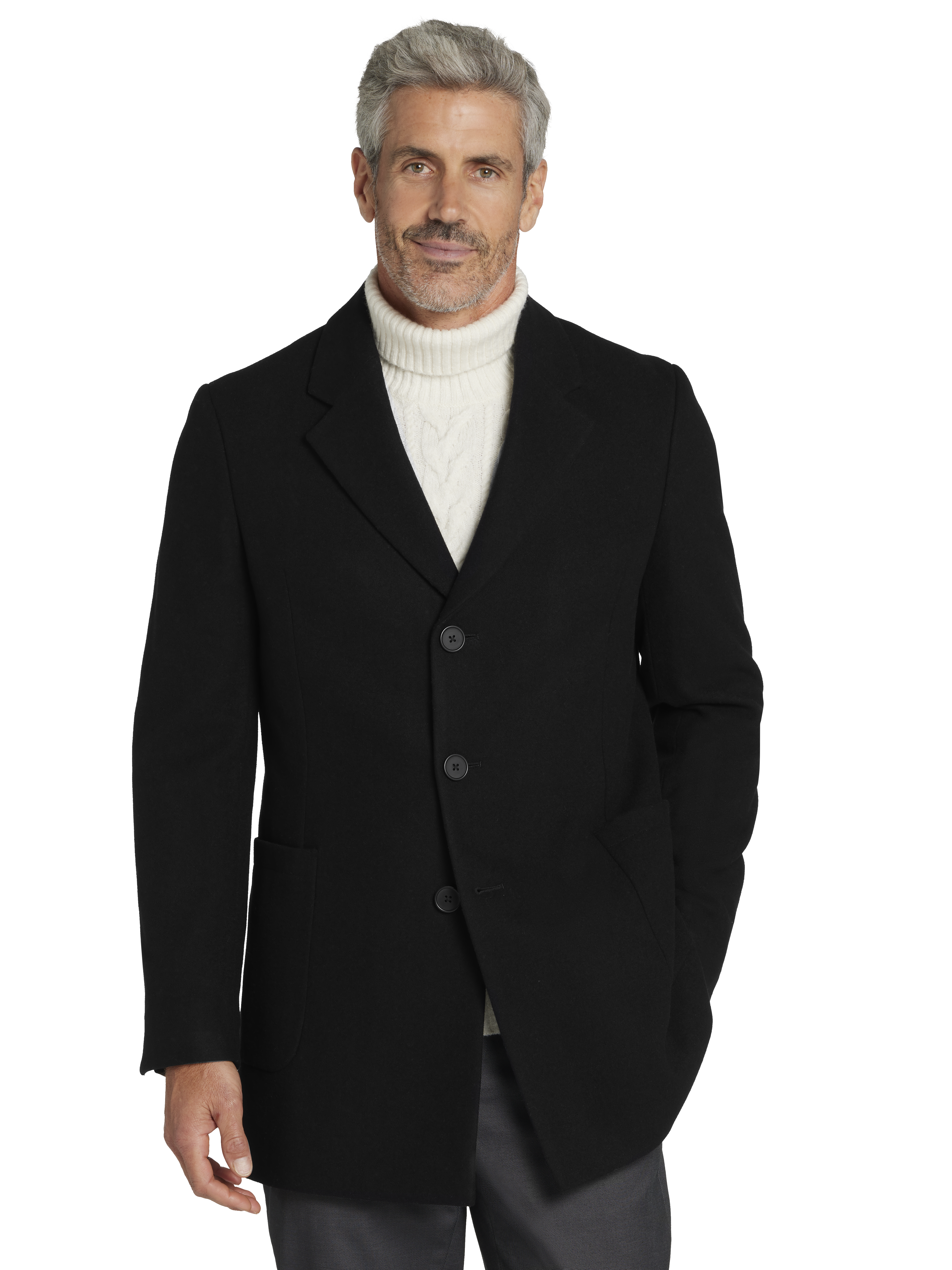 Awearness Kenneth Cole Big Tall Men s Modern Fit Wool Blend Topcoat at Men s Wearhouse Black Size XXL