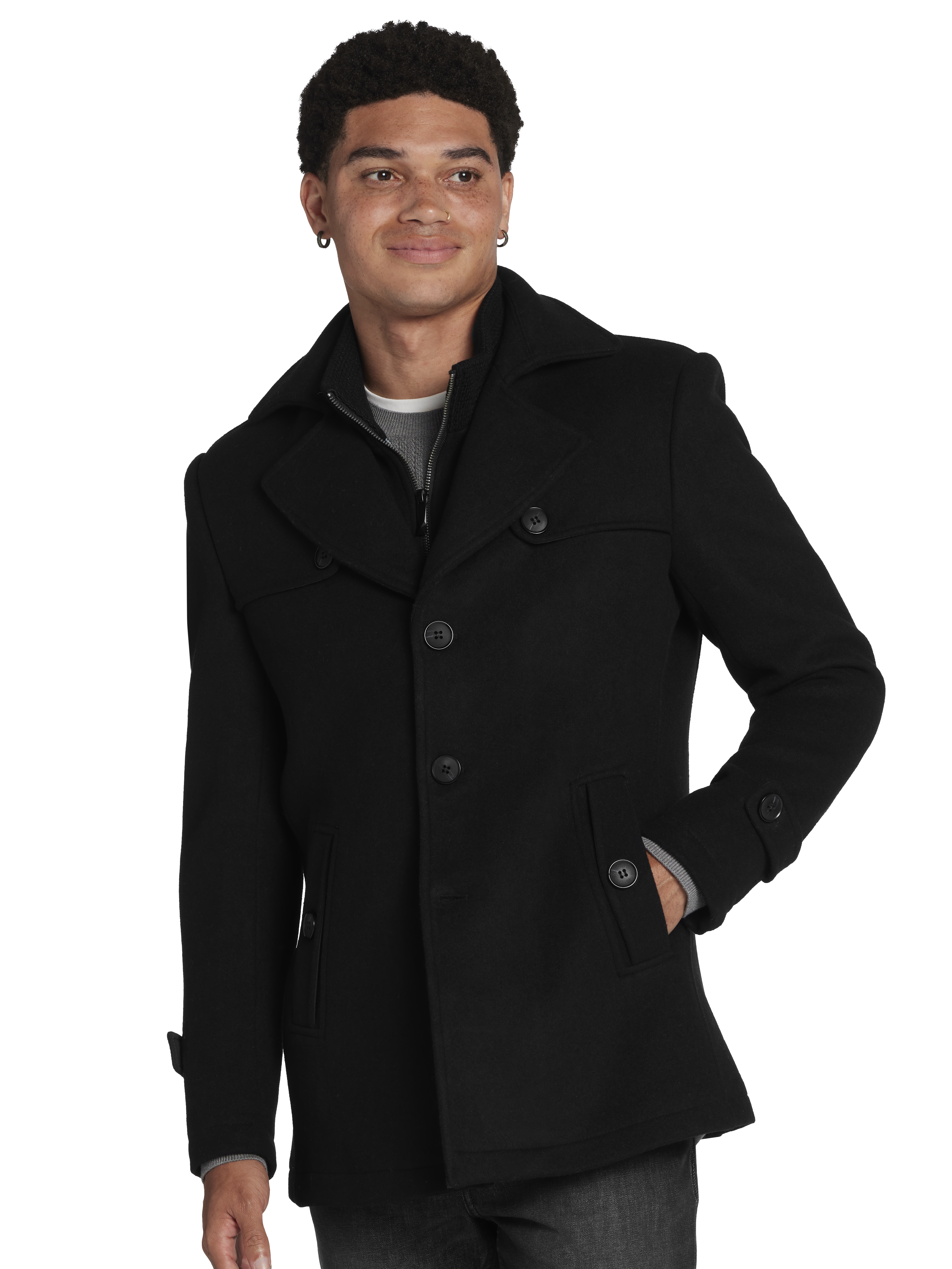 Awearness Kenneth Cole Modern Fit Wool Blend Coat With Bib Vest Wool Coats Men s Wearhouse