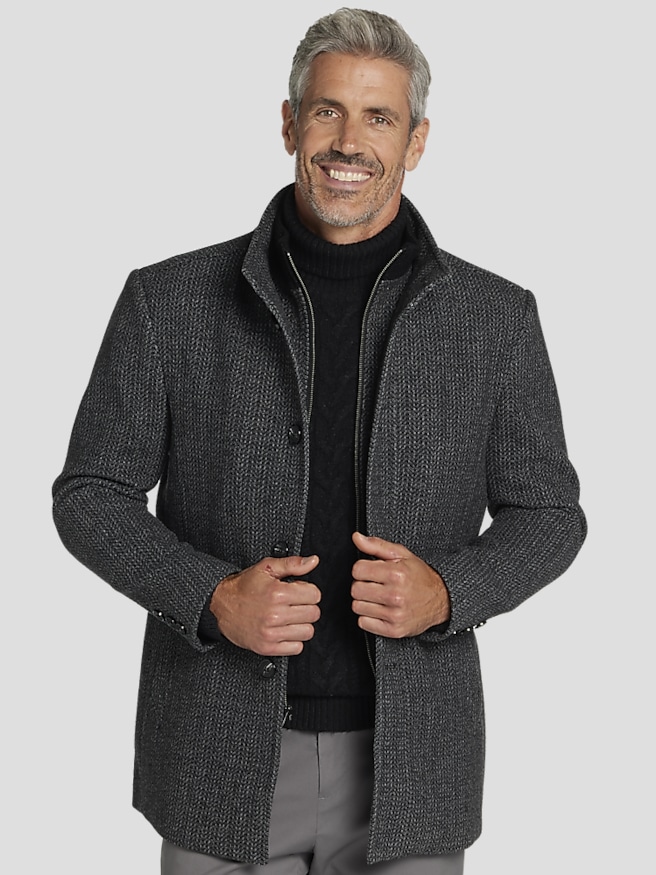 Joseph abboud charcoal gray twill modern fit topcoat on sale