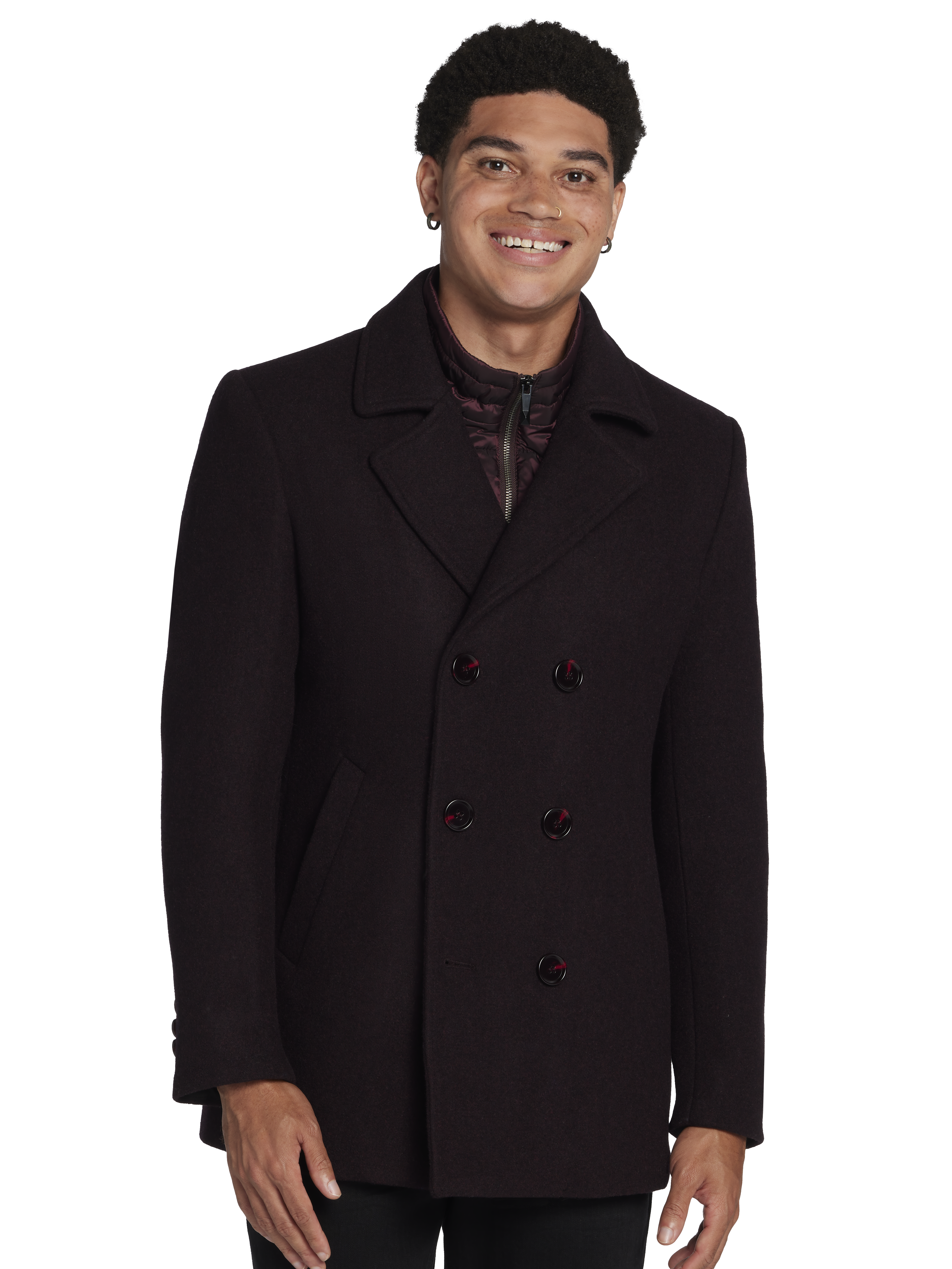 Modern Fit Peacoat with Zip Out Puffer Bib