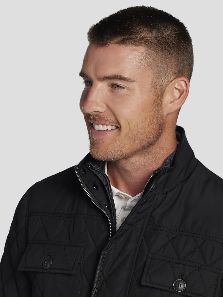 Joseph abboud black quilted coat sale